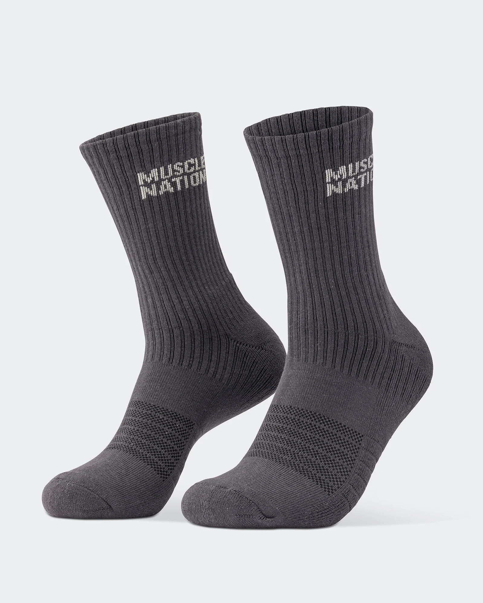 Mens Essential Crew Socks (2x Pack) - Charcoal / Dew - Image 9