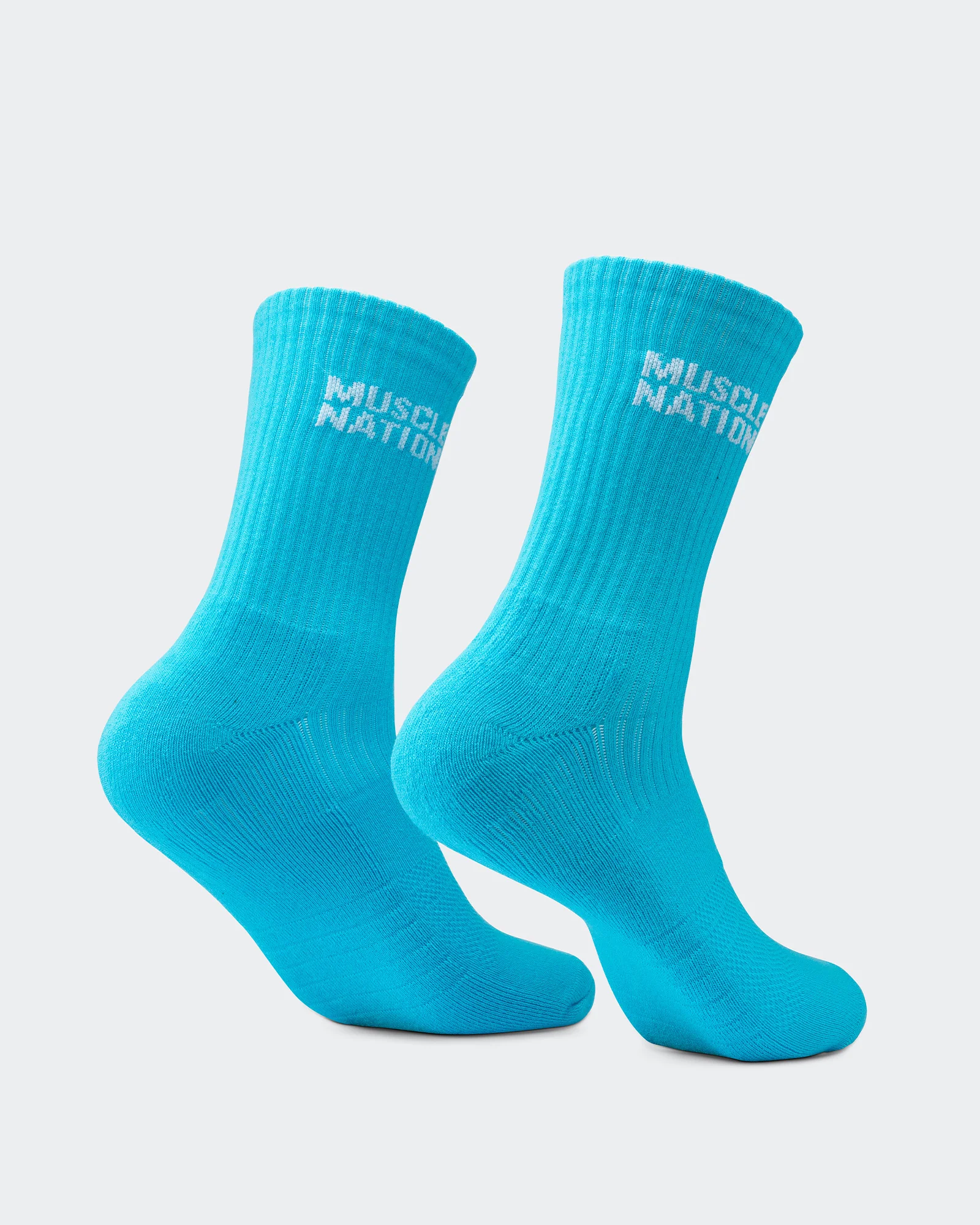 Mens Essential Crew Socks (3x Pack) - Navy / Hawaiian Blue / Off White - Image 6