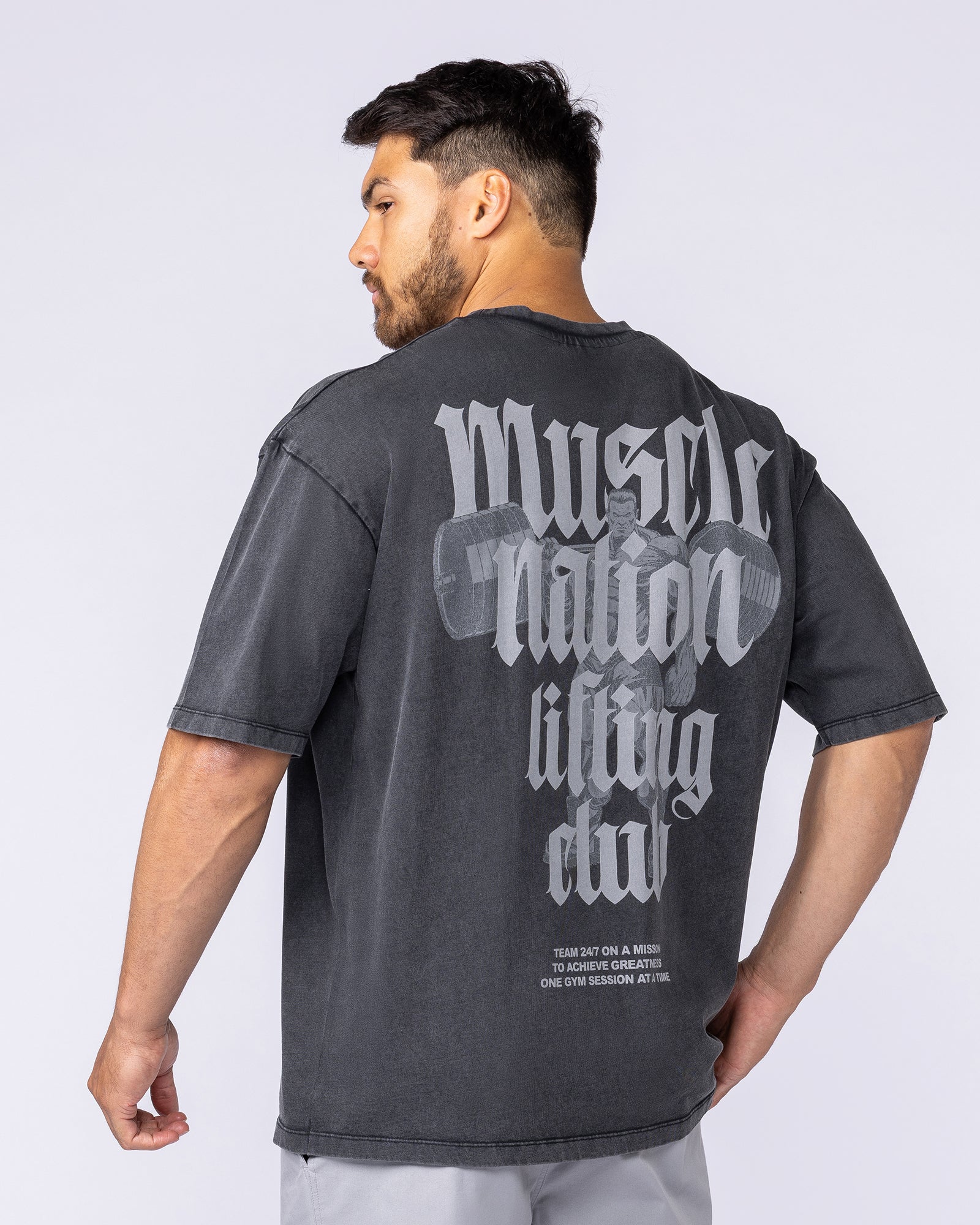 Lifting Club Oversized Vintage Tee - Washed Black - Image 5