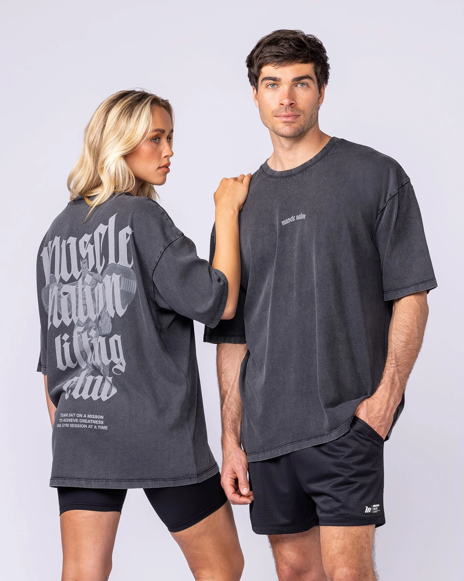 Lifting Club Oversized Vintage Tee - Washed Black - Image 7