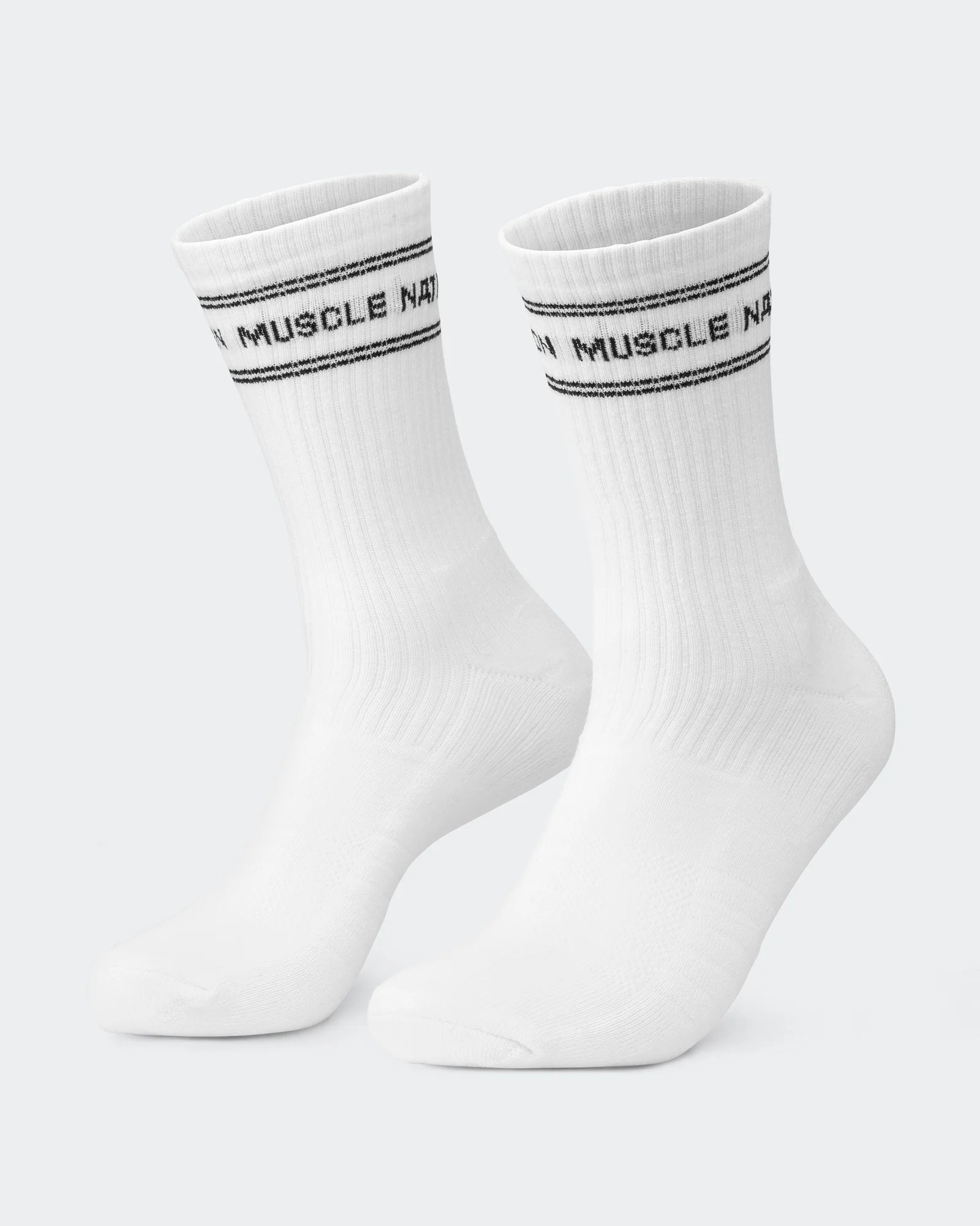 Mens Stripe Crew Sock (2x Pack) - White - Image 2