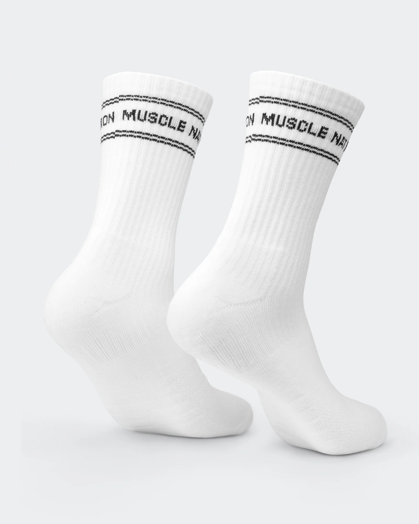 Mens Stripe Crew Sock (2x Pack) - White - Image 4