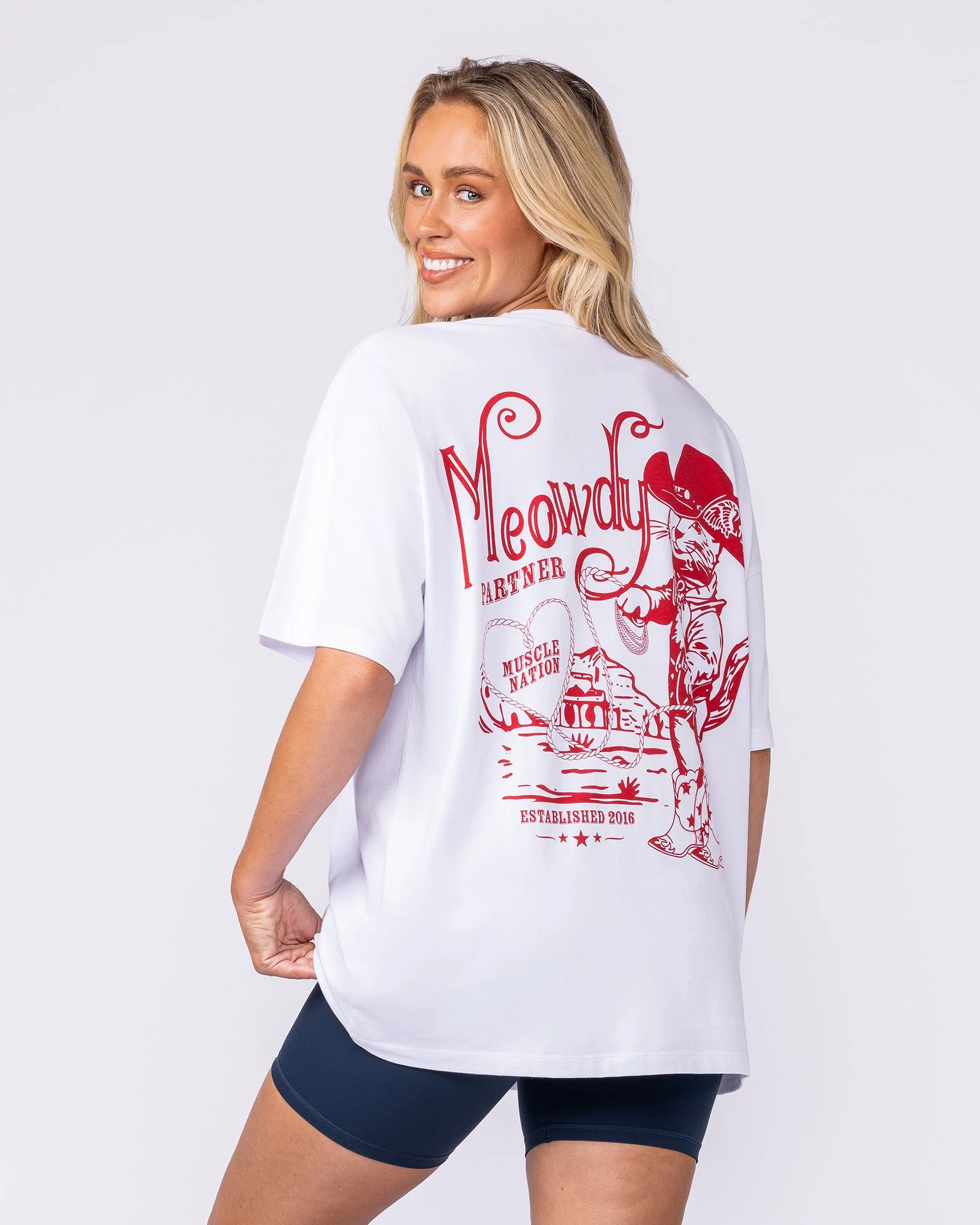 Meowdy Partner Oversized Tee - White - Image 3
