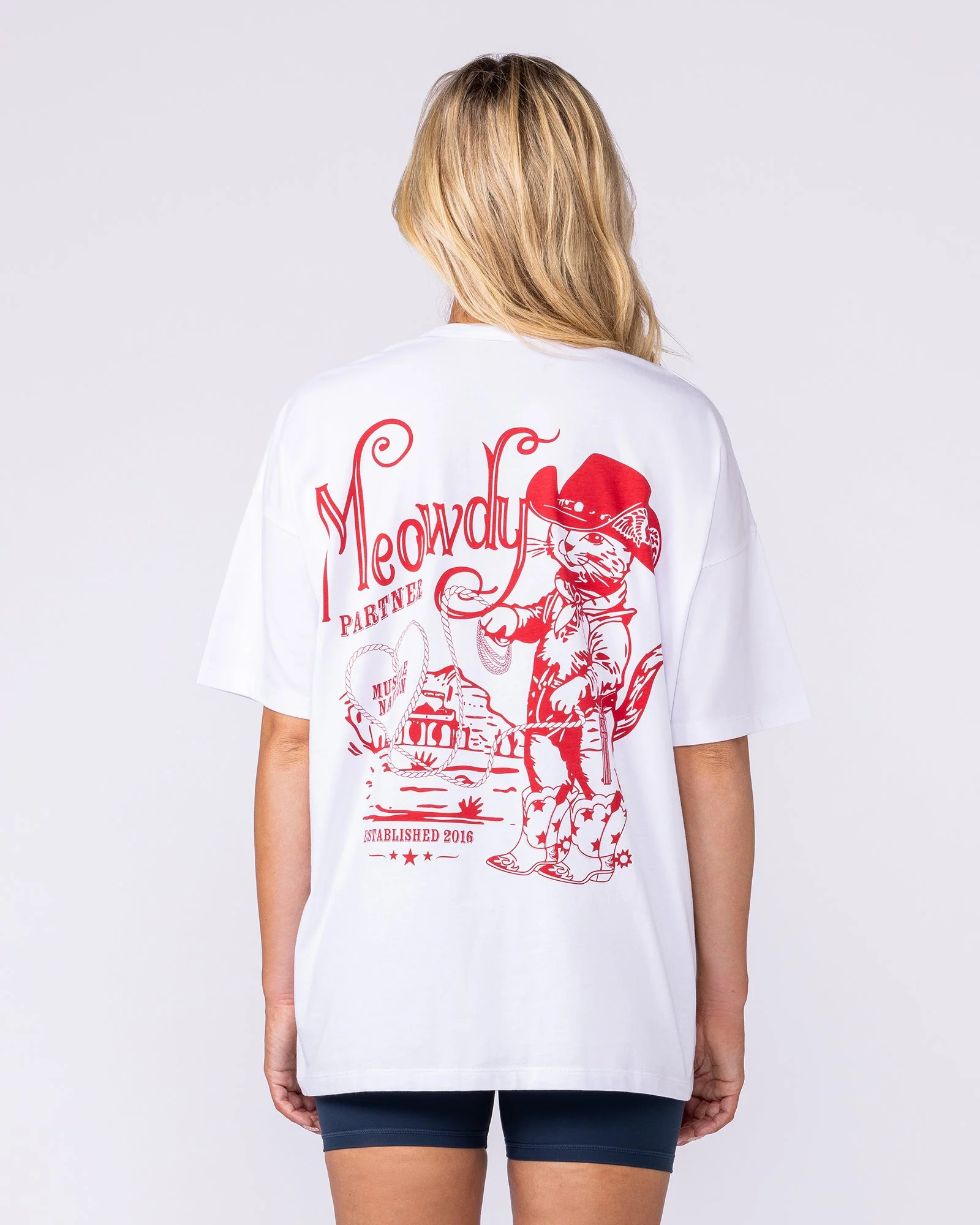 Meowdy Partner Oversized Tee - White - Image 4
