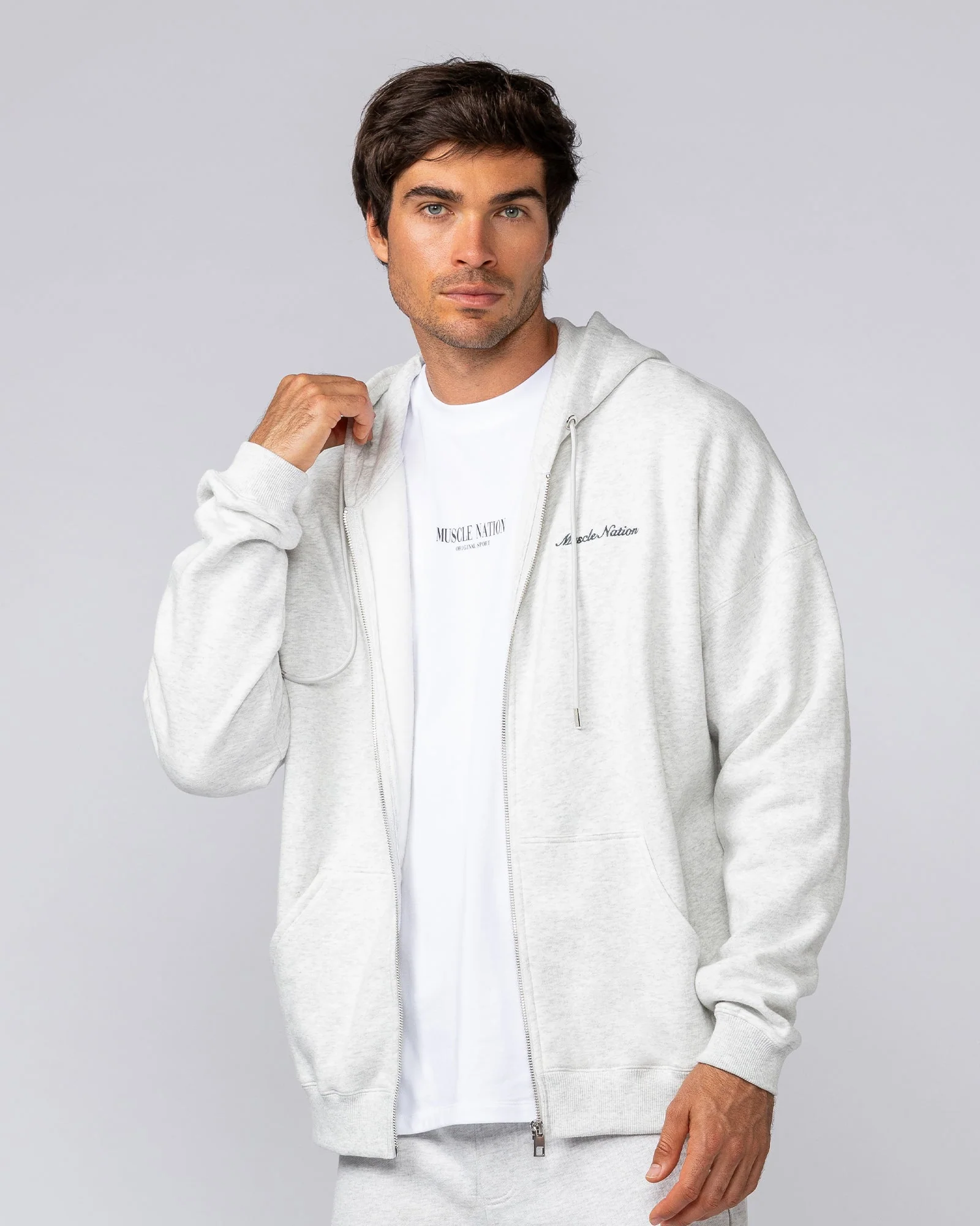MN Classic Zip Through - Snow Grey Marl - Image 3