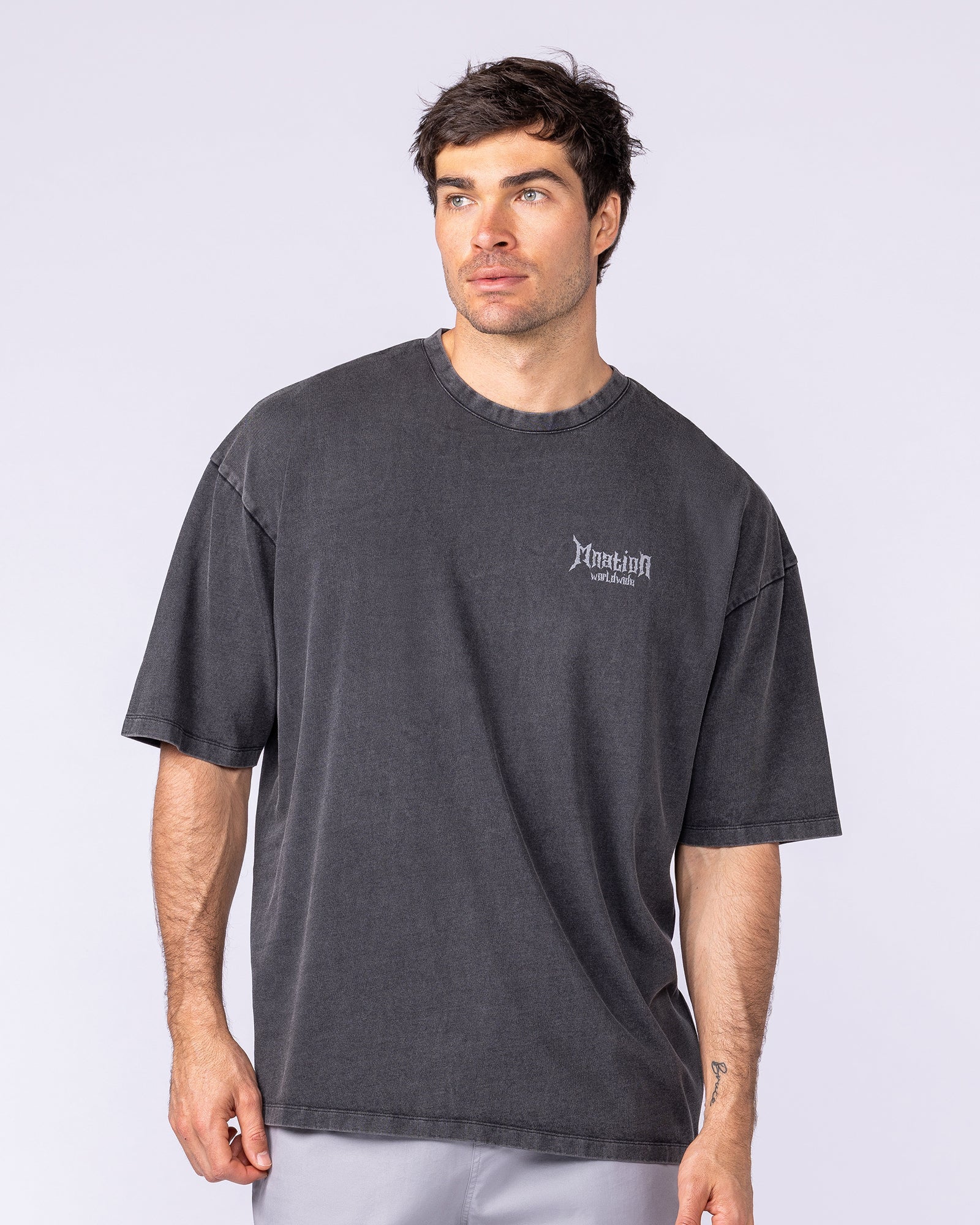 Metal Oversized Vintage Tee - Washed Black - Image 2