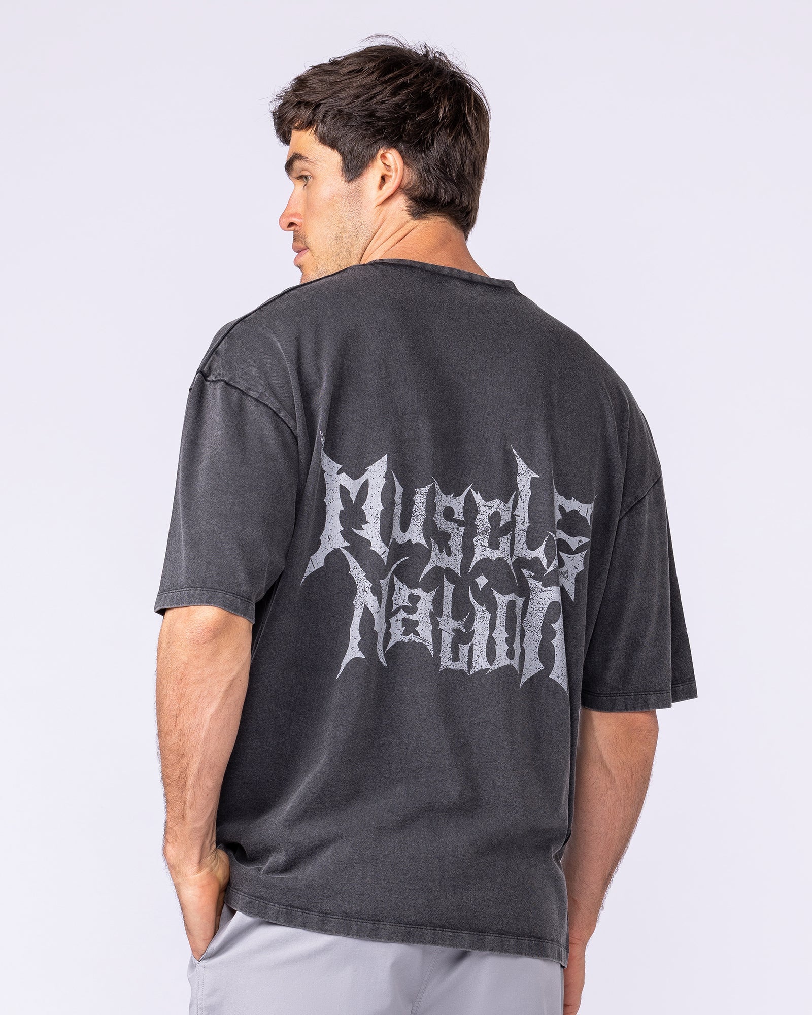 Metal Oversized Vintage Tee - Washed Black - Image 5