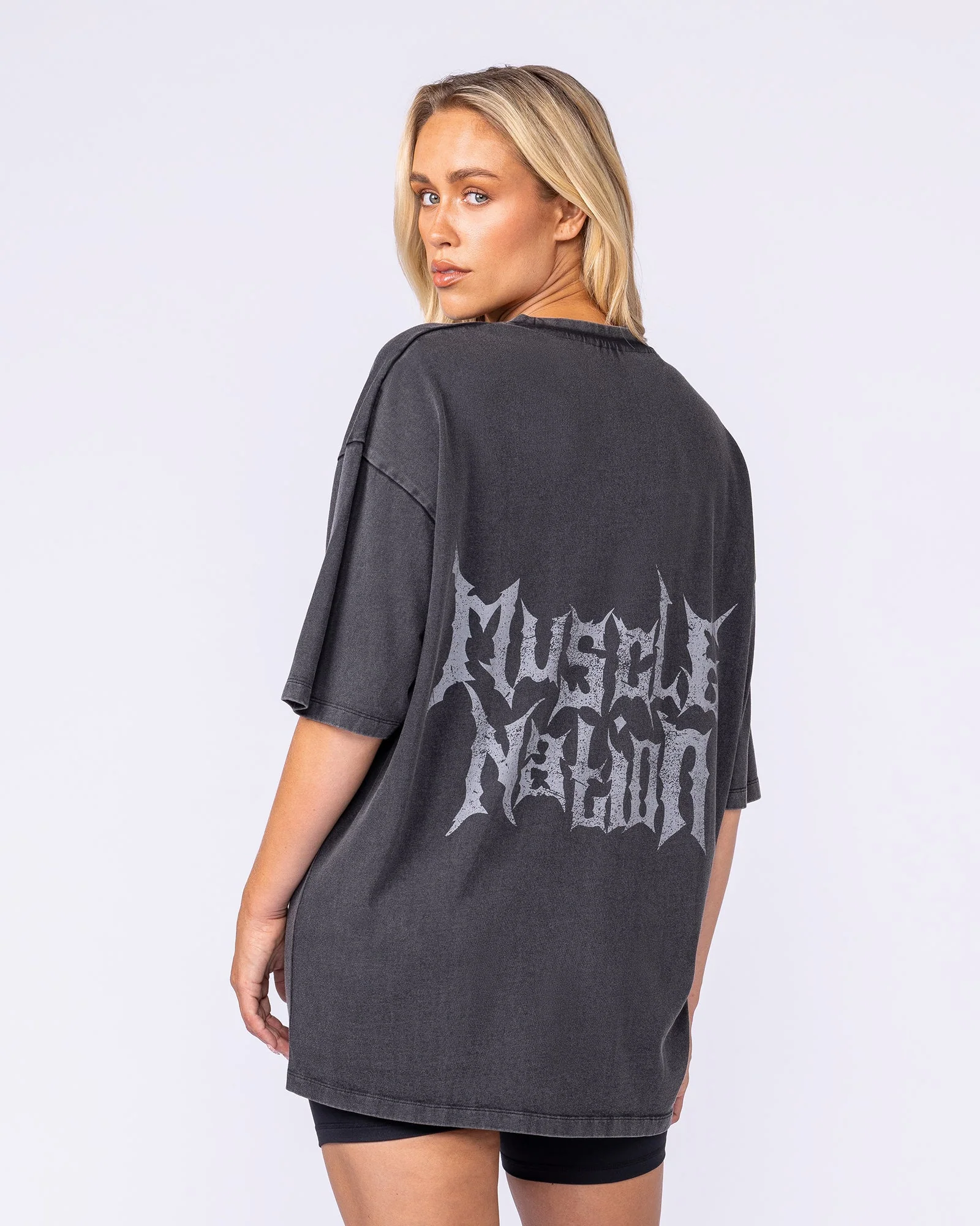 Metal Oversized Vintage Tee - Washed Black - Image 8