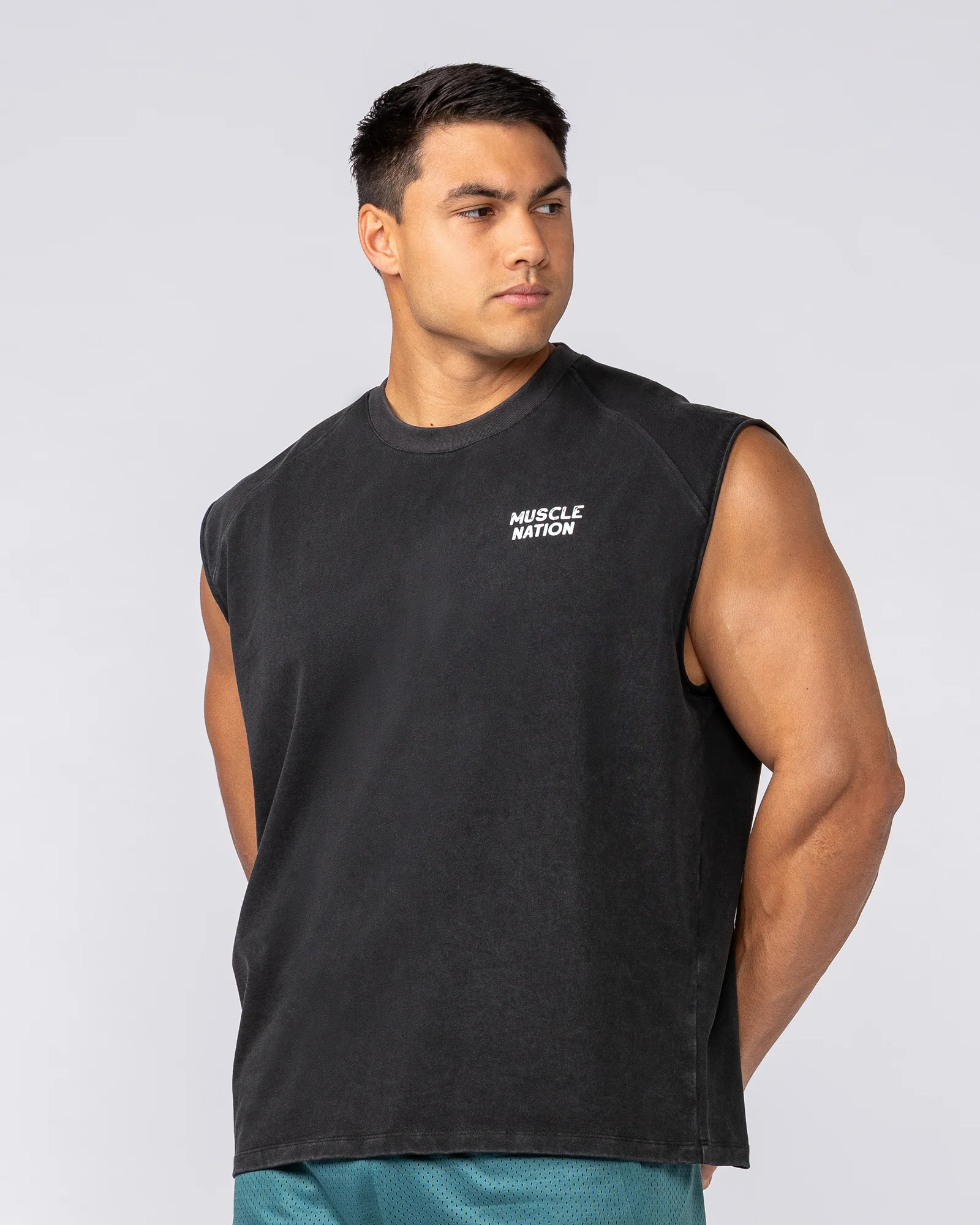MNation Co Vintage Boxy Muscle Tank - Washed Black - Image 3