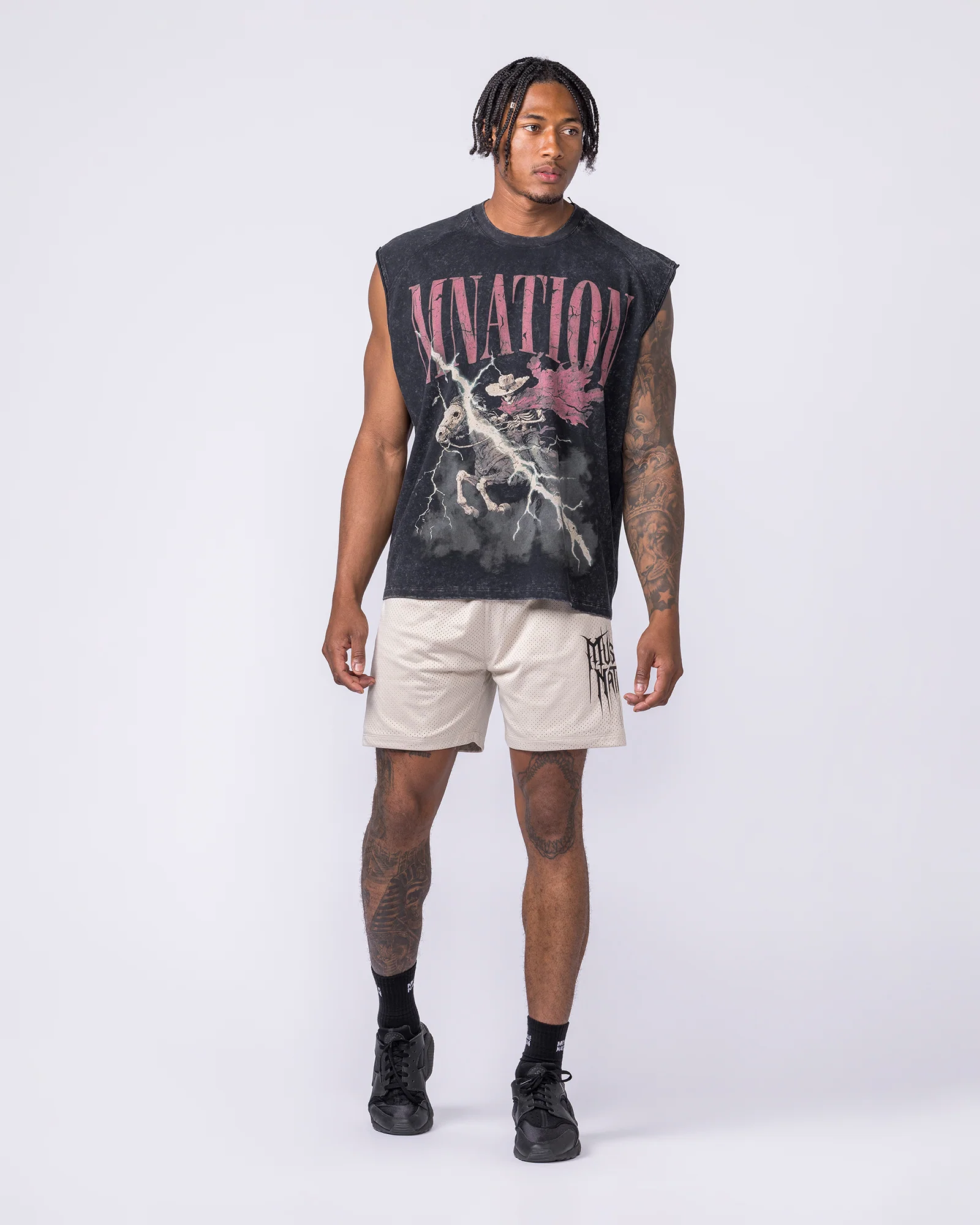 Night Rider Vintage Boxy Muscle Tank - Washed Black - Image 6