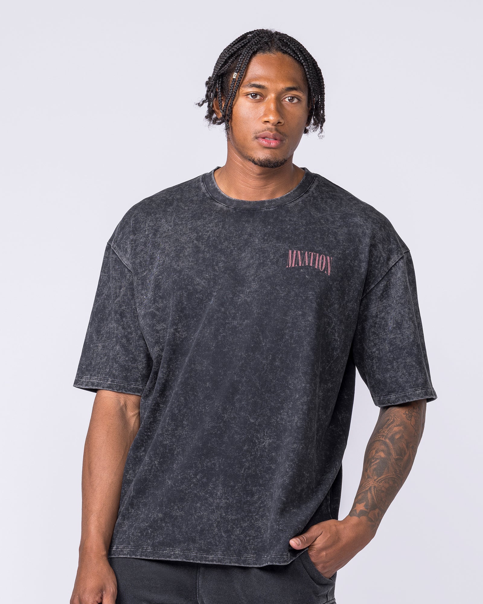 Night Rider Vintage Oversized Tee - Washed Black - Image 3