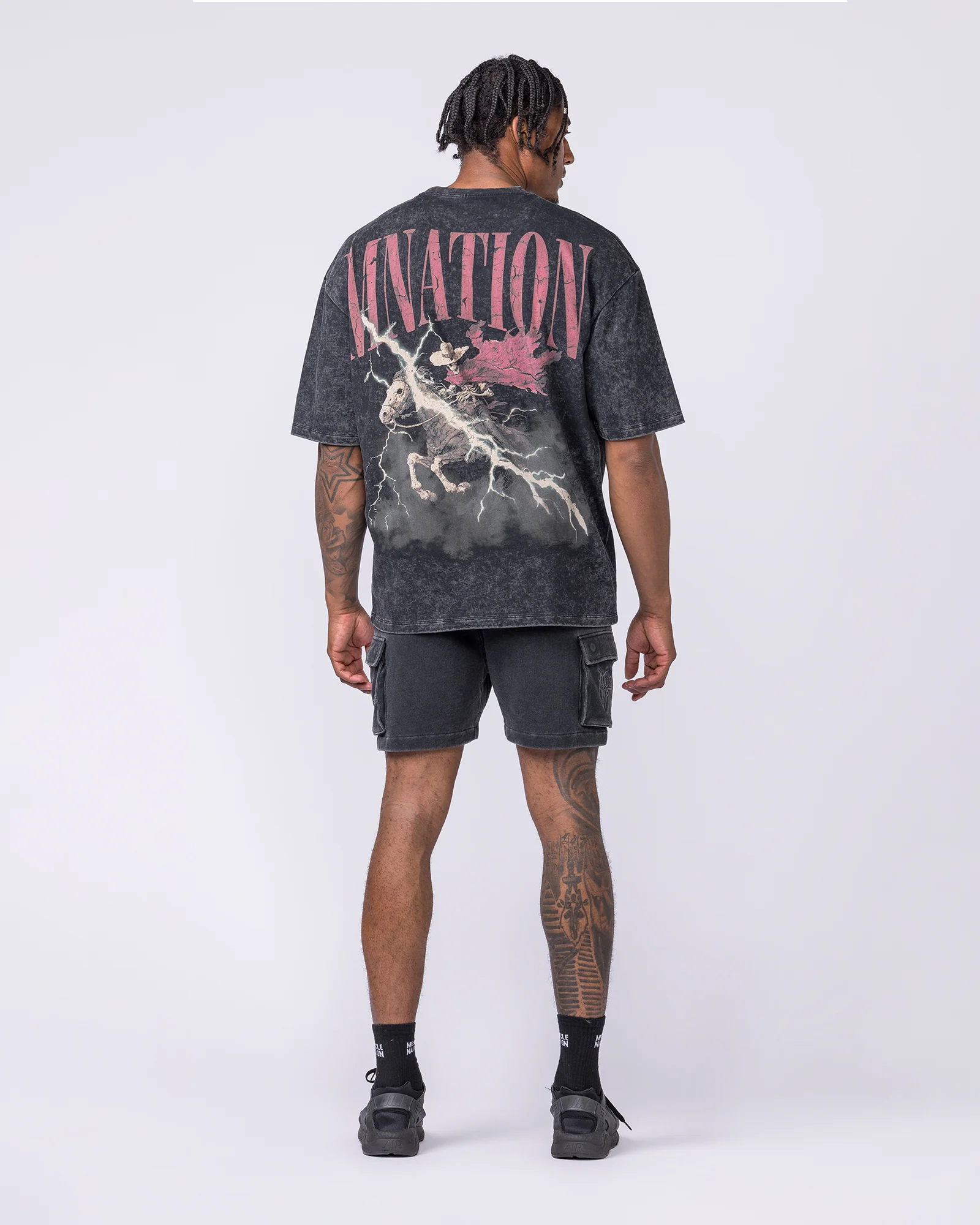 Night Rider Vintage Oversized Tee - Washed Black - Image 6