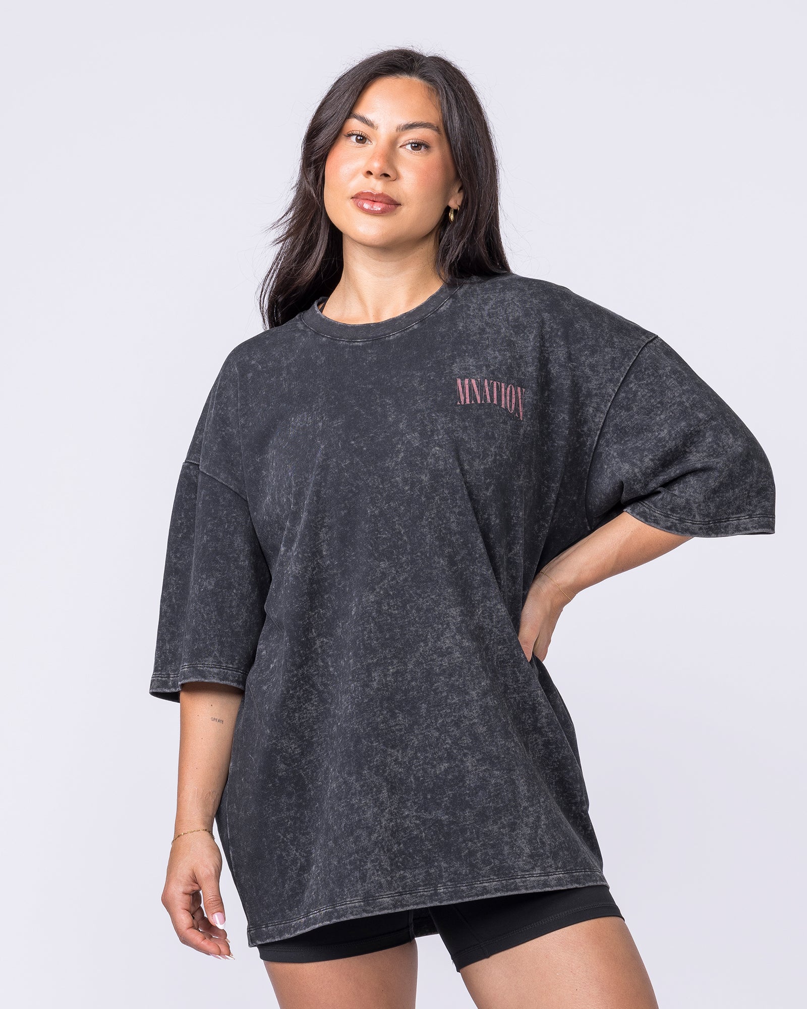 Night Rider Vintage Oversized Tee - Washed Black - Image 9