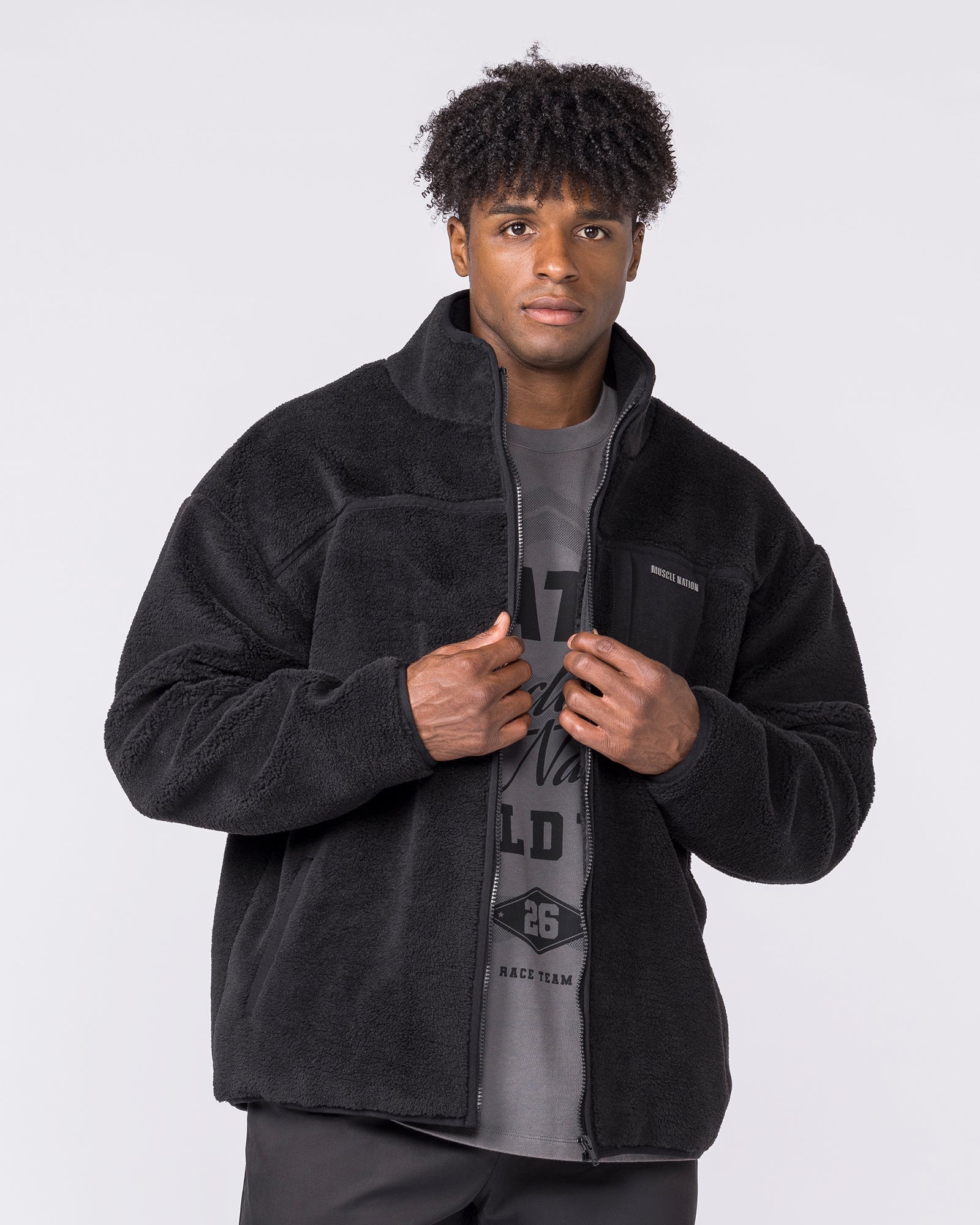 Nomad Sherpa Zip Through Jacket - Black - Image 3