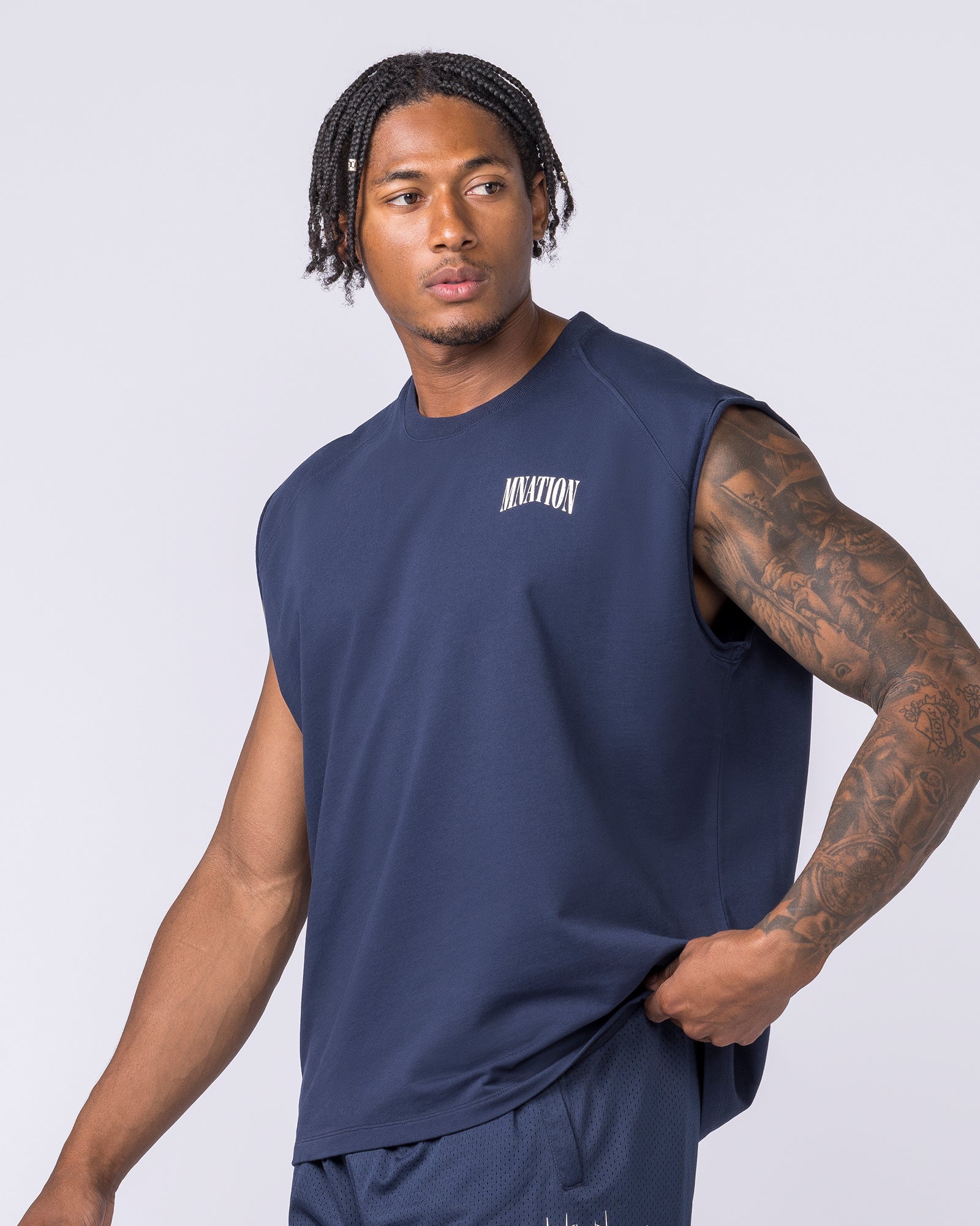 Off Duty Boxy Muscle Tank - Navy - Image 4