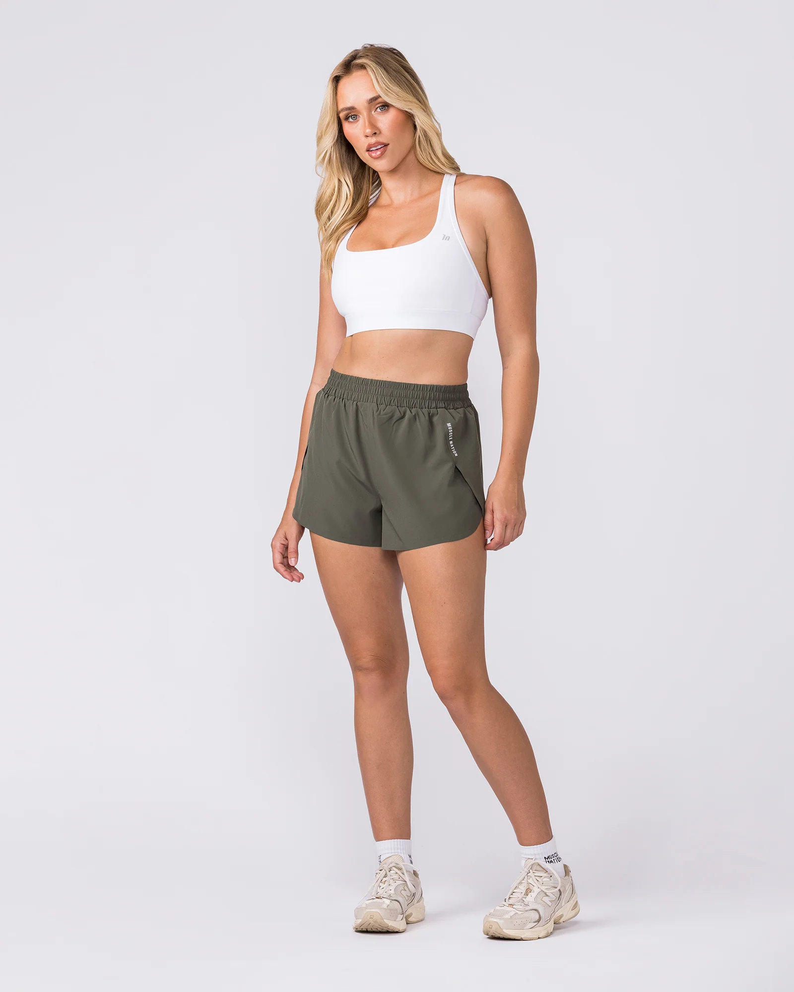 Pace High-Waisted Run Shorts - Dark Khaki - Image 10