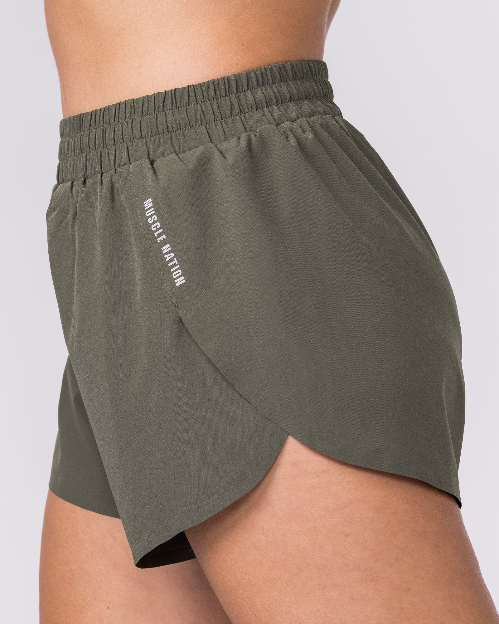 Pace High-Waisted Run Shorts - Dark Khaki - Image 7