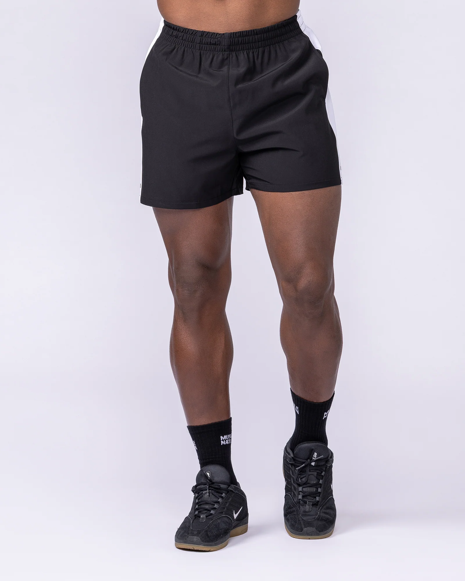 Panelled Function 4" Shorts - Black - Image 3