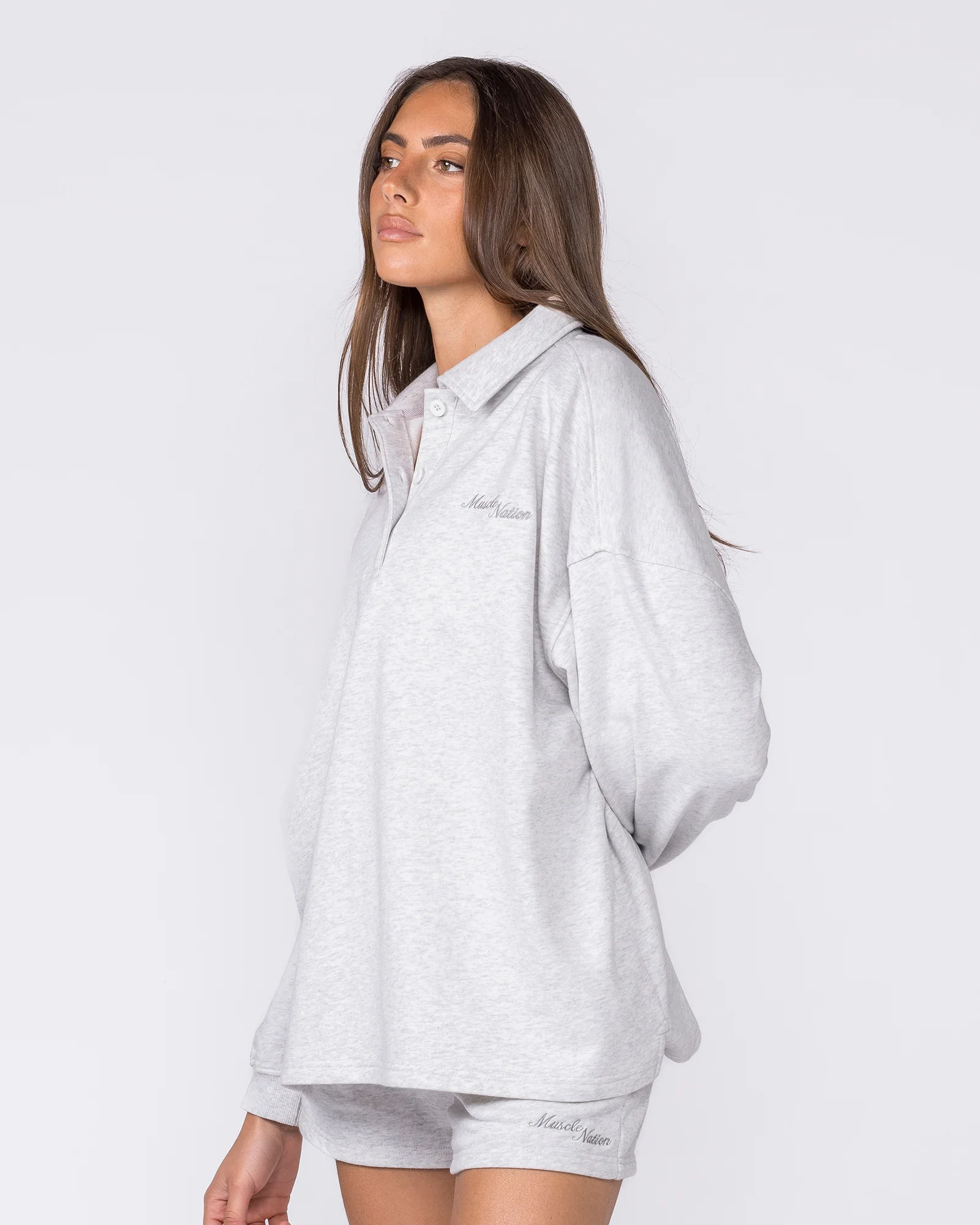 Polo Relaxed Pullover - Snow Grey Marl - Image 4