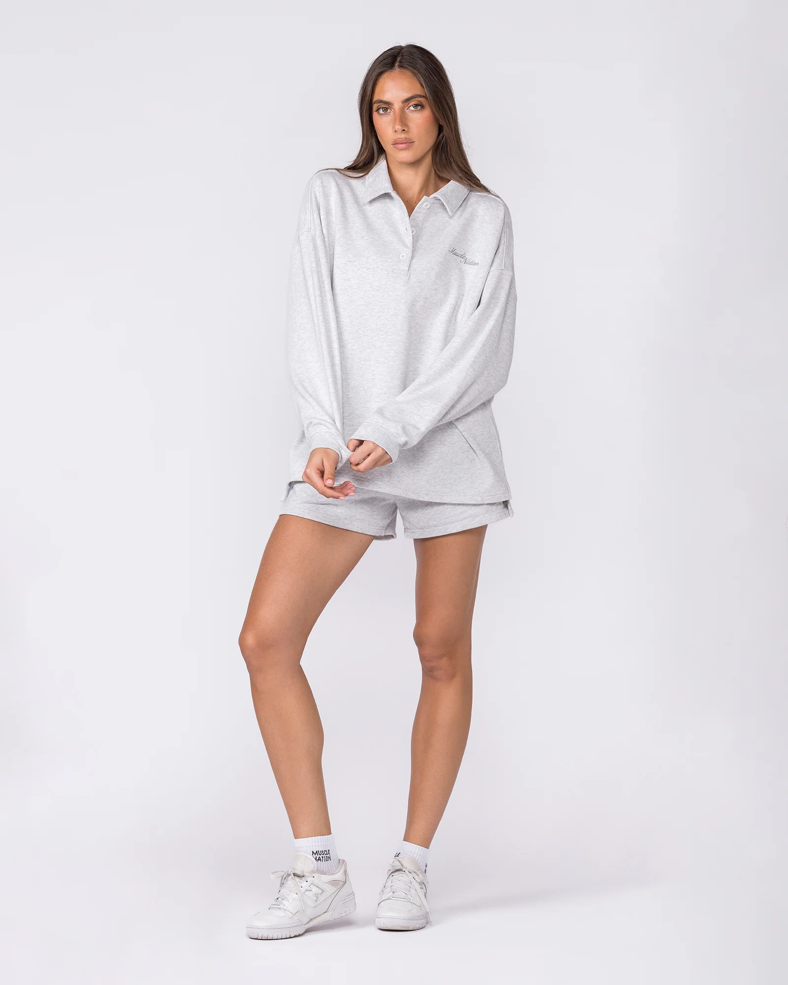 Polo Relaxed Pullover - Snow Grey Marl - Image 6