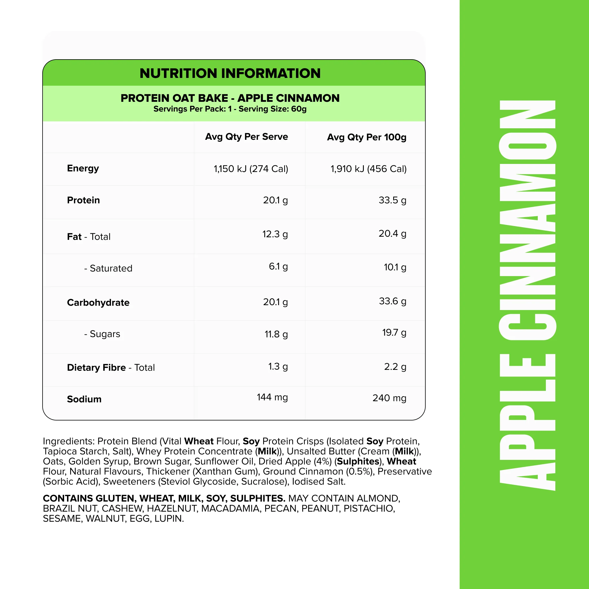 PROTEIN Oat Bake - Apple Cinnamon - Box of 12 - Image 2