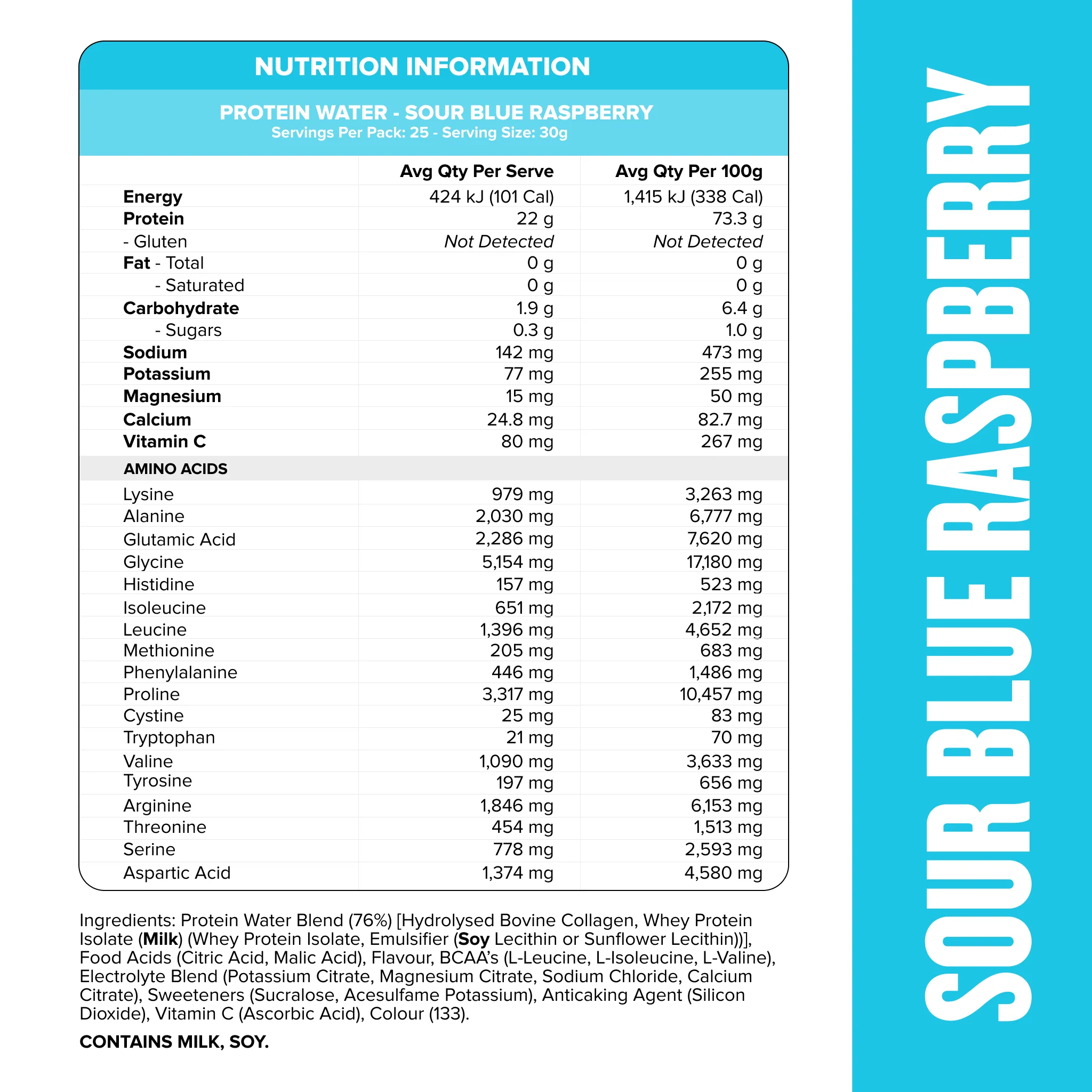 PROTEIN WATER - Sour Blue Raspberry - 25 serves - Image 3