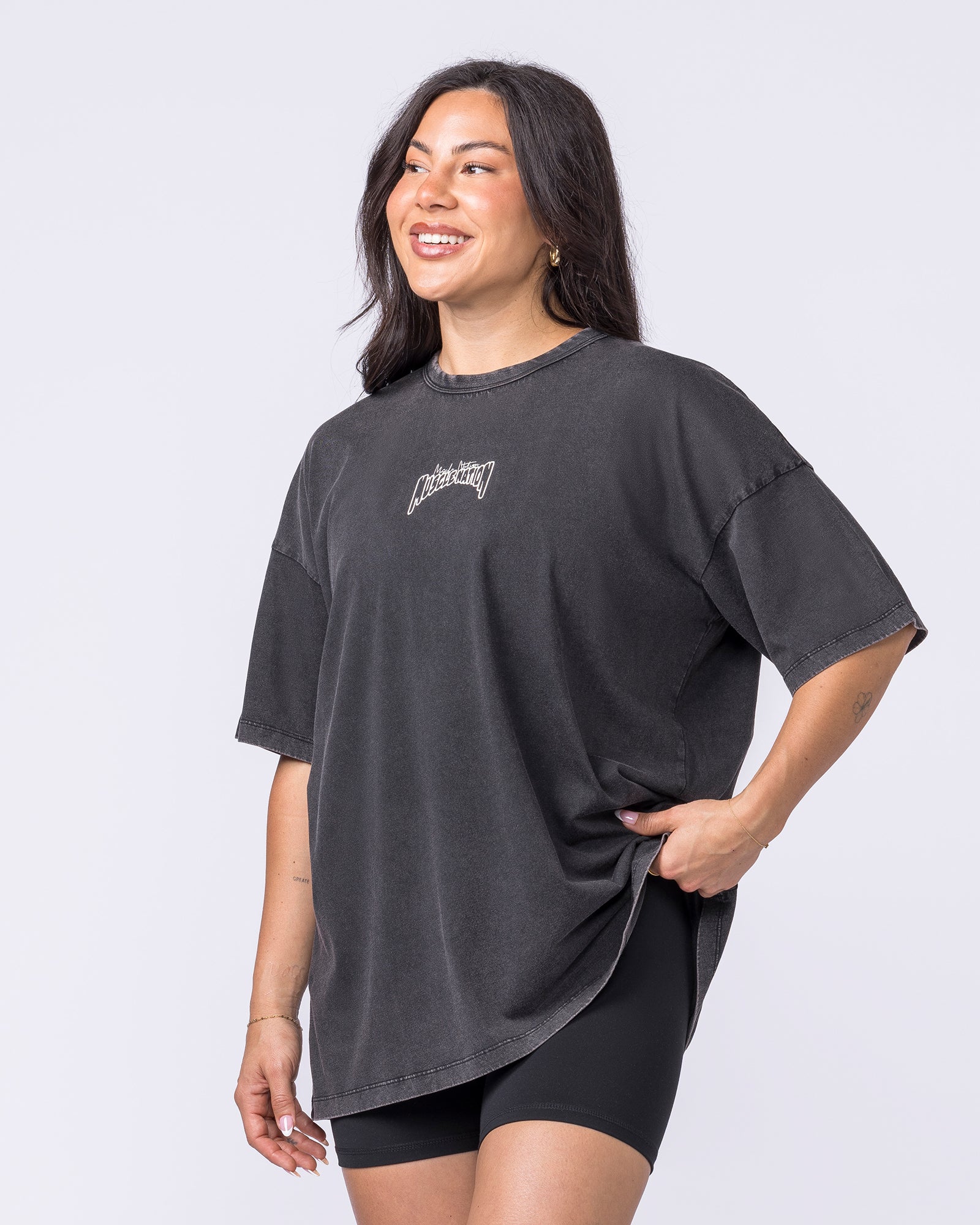 Rated R Oversized Vintage Tee - Washed Black / White - Image 4