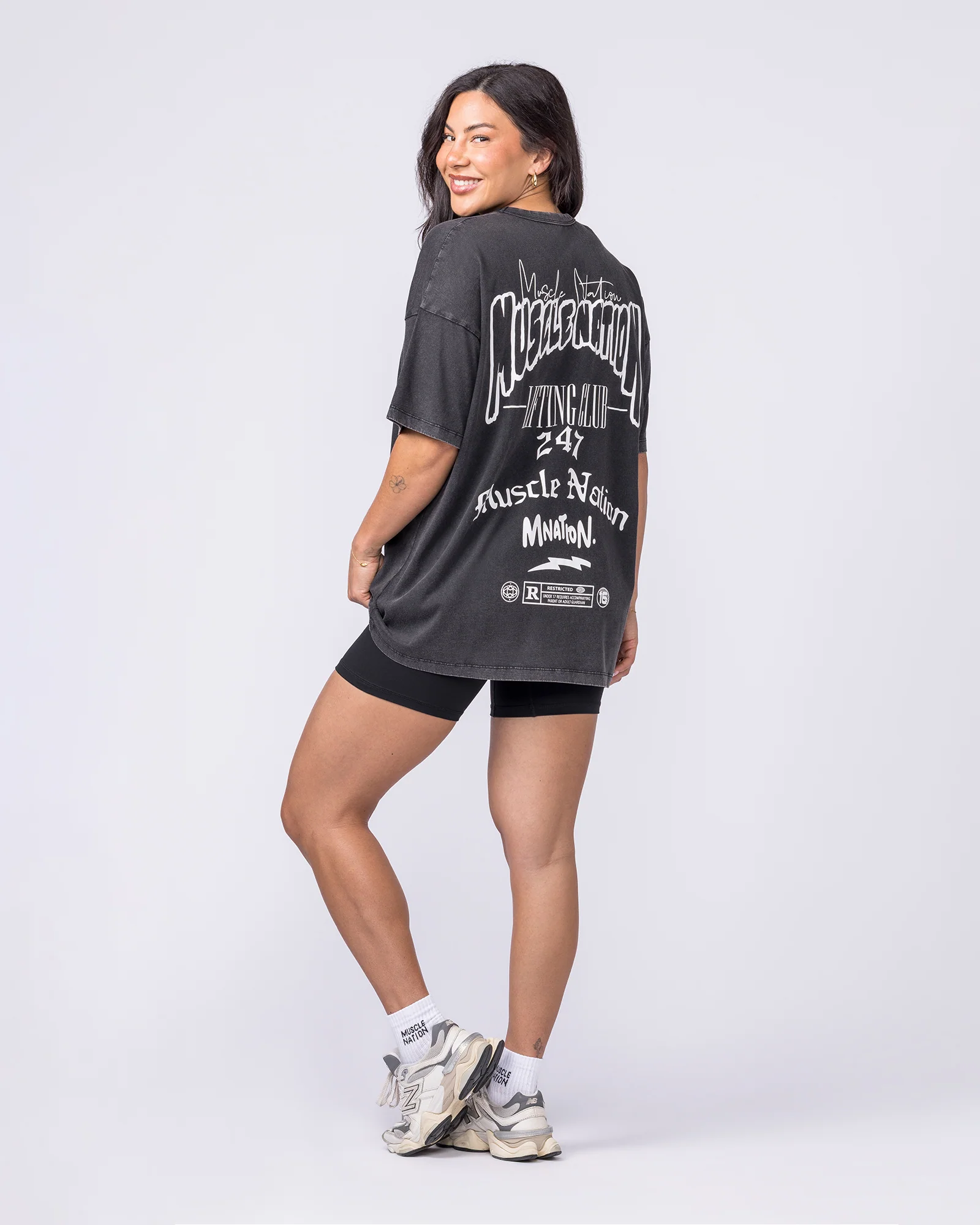 Rated R Oversized Vintage Tee - Washed Black / White - Image 6