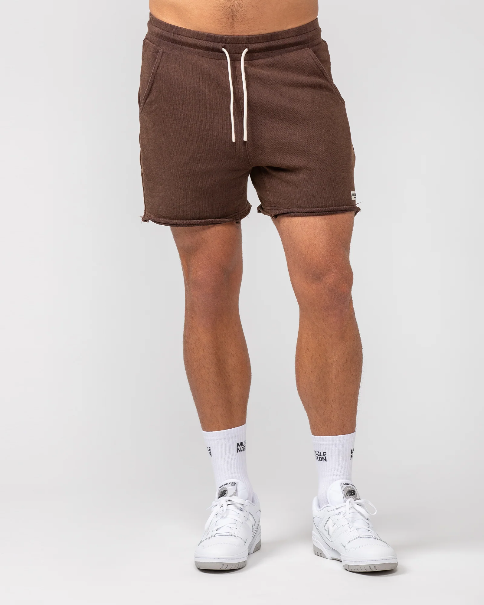 Raw Hem 5" Shorts - Washed Brown - Image 2