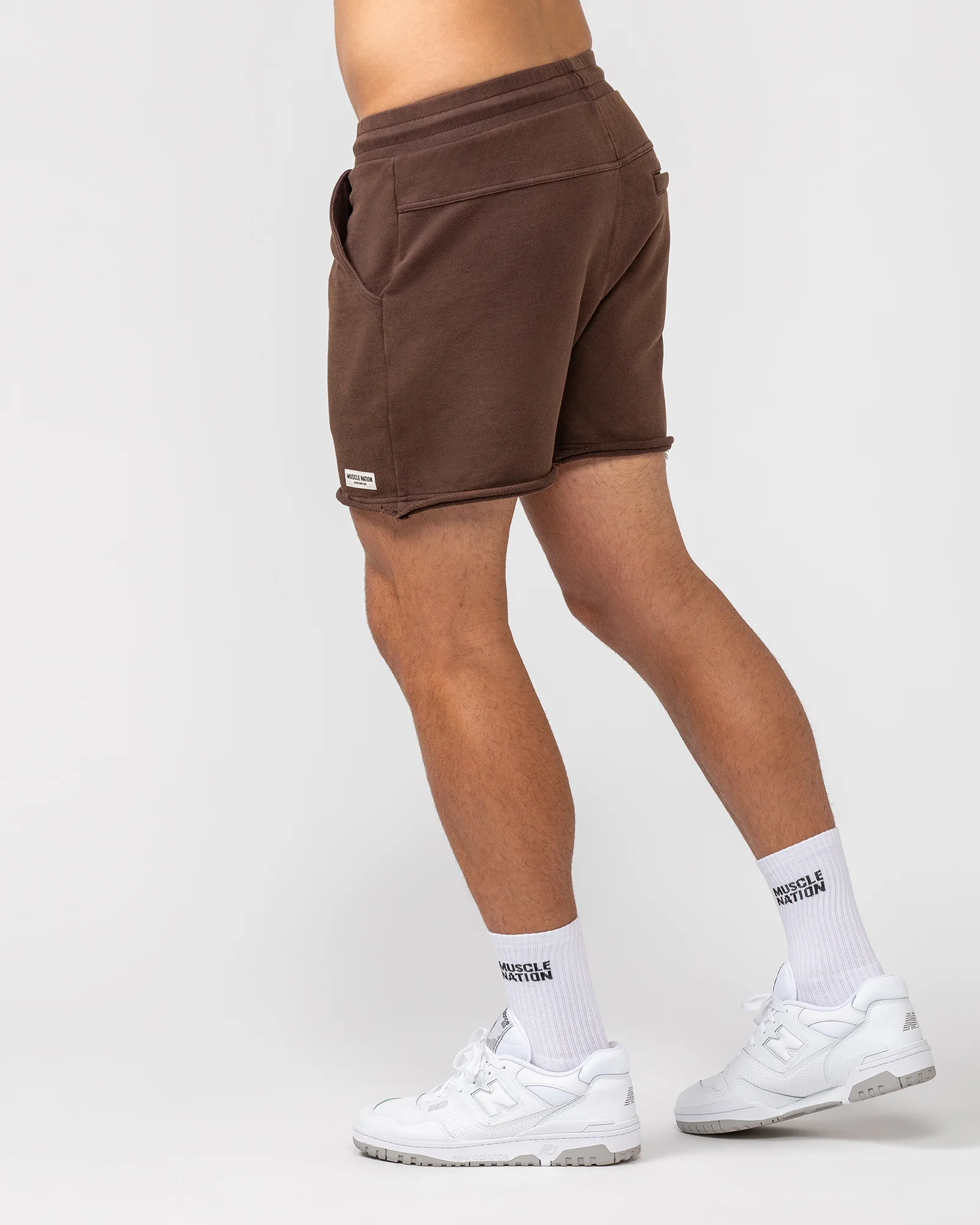 Raw Hem 5" Shorts - Washed Brown - Image 4
