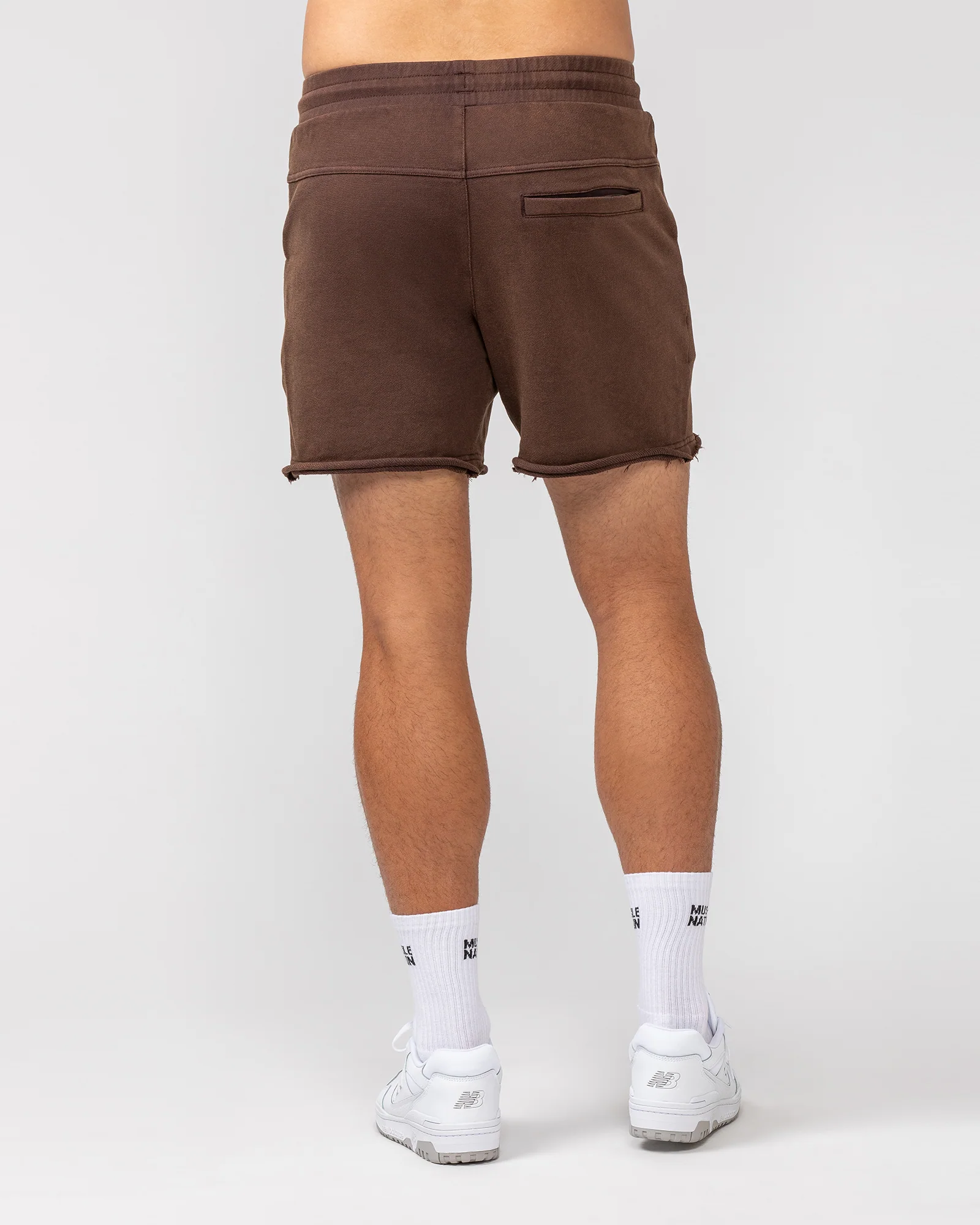 Raw Hem 5" Shorts - Washed Brown - Image 5