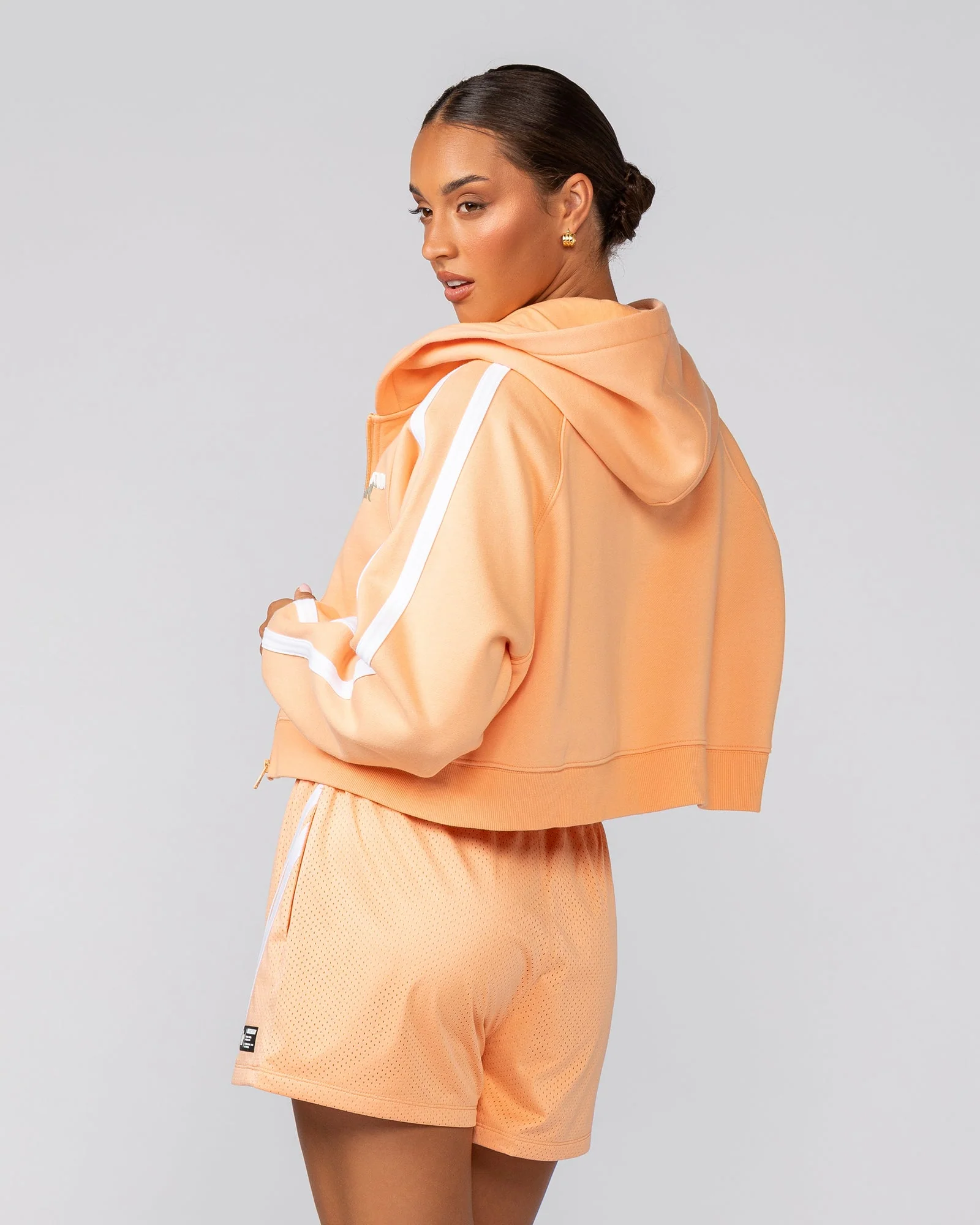 Recoup Cropped Zip Up Hoodie - Melon - Image 5