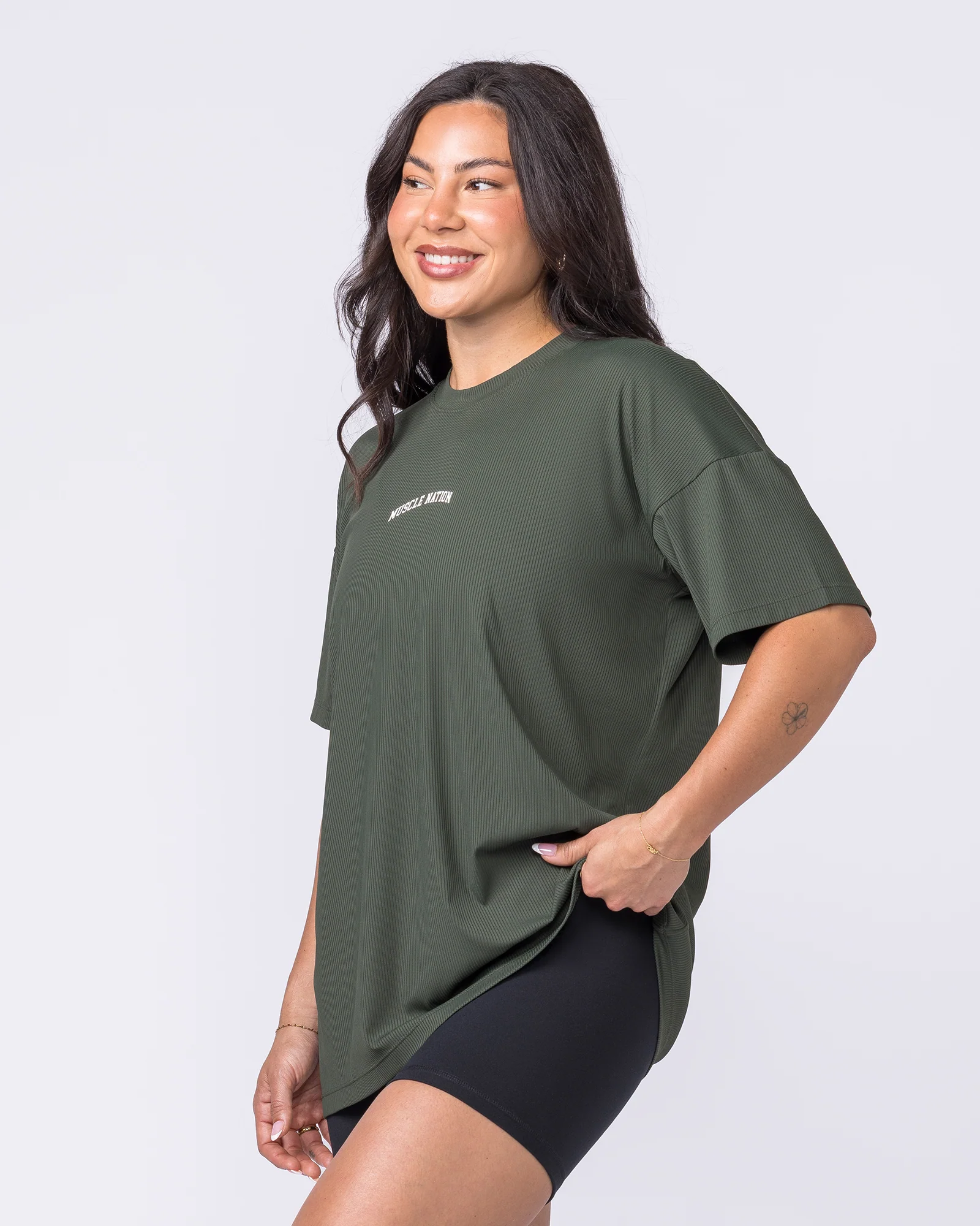 Relaxed Rib Training Tee - Dark Eucalyptus - Image 3