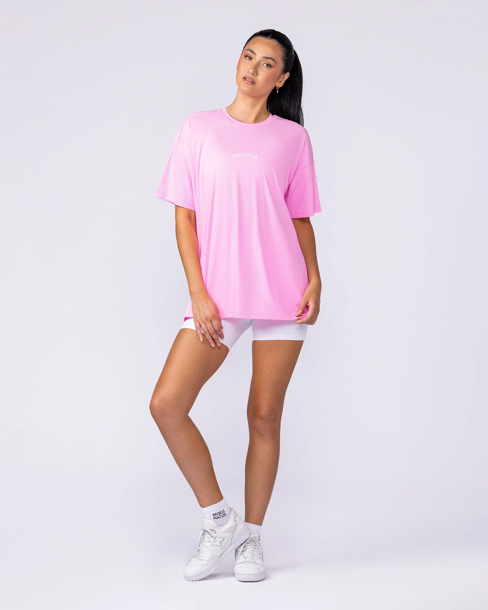 Relaxed Rib Training Tee - Sugar Pink - Image 5