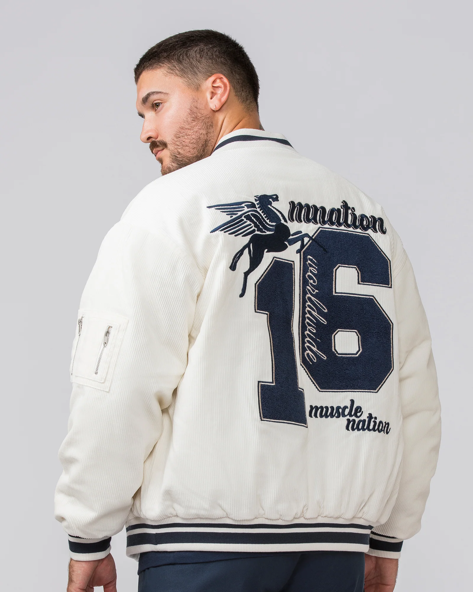 Retro Cord Bomber Jacket - Travertine - Image 5