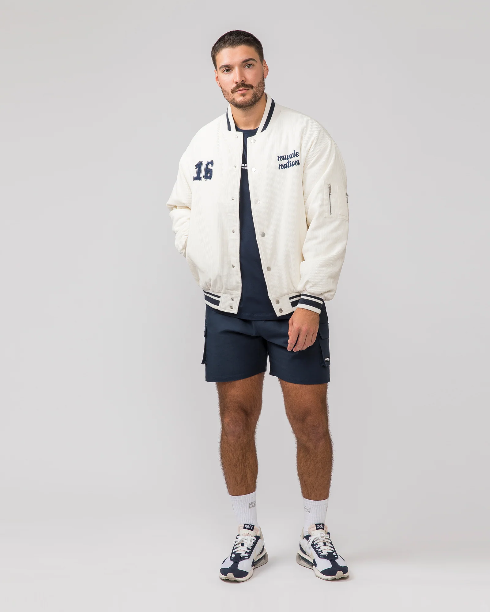 Retro Cord Bomber Jacket - Travertine - Image 6