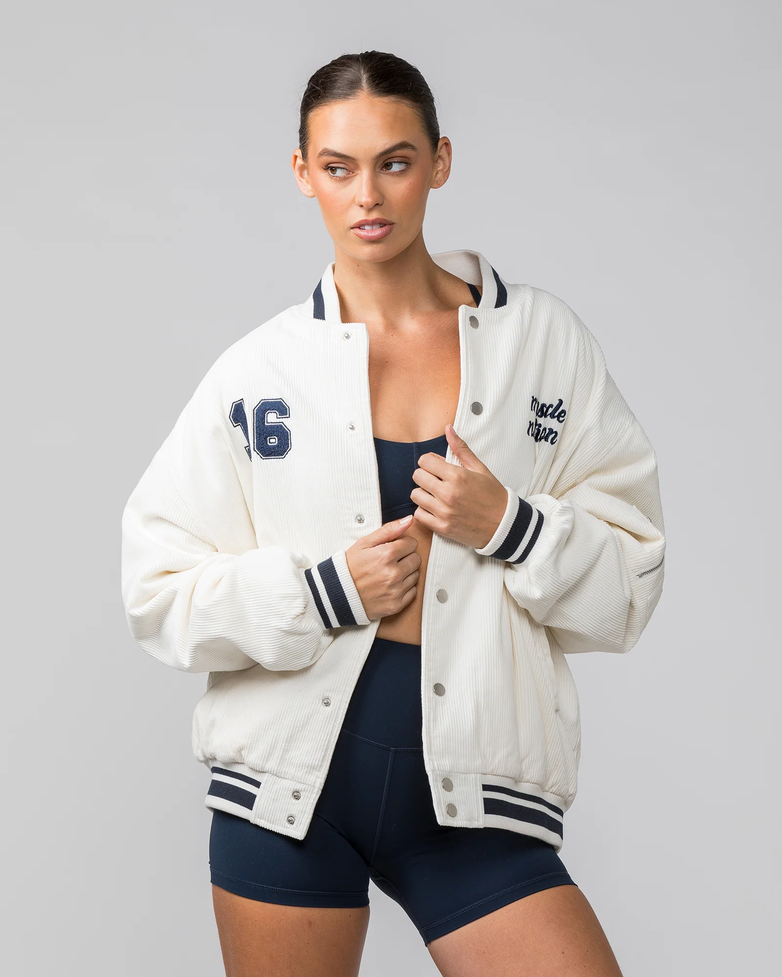 Retro Cord Bomber Jacket - Travertine - Image 8