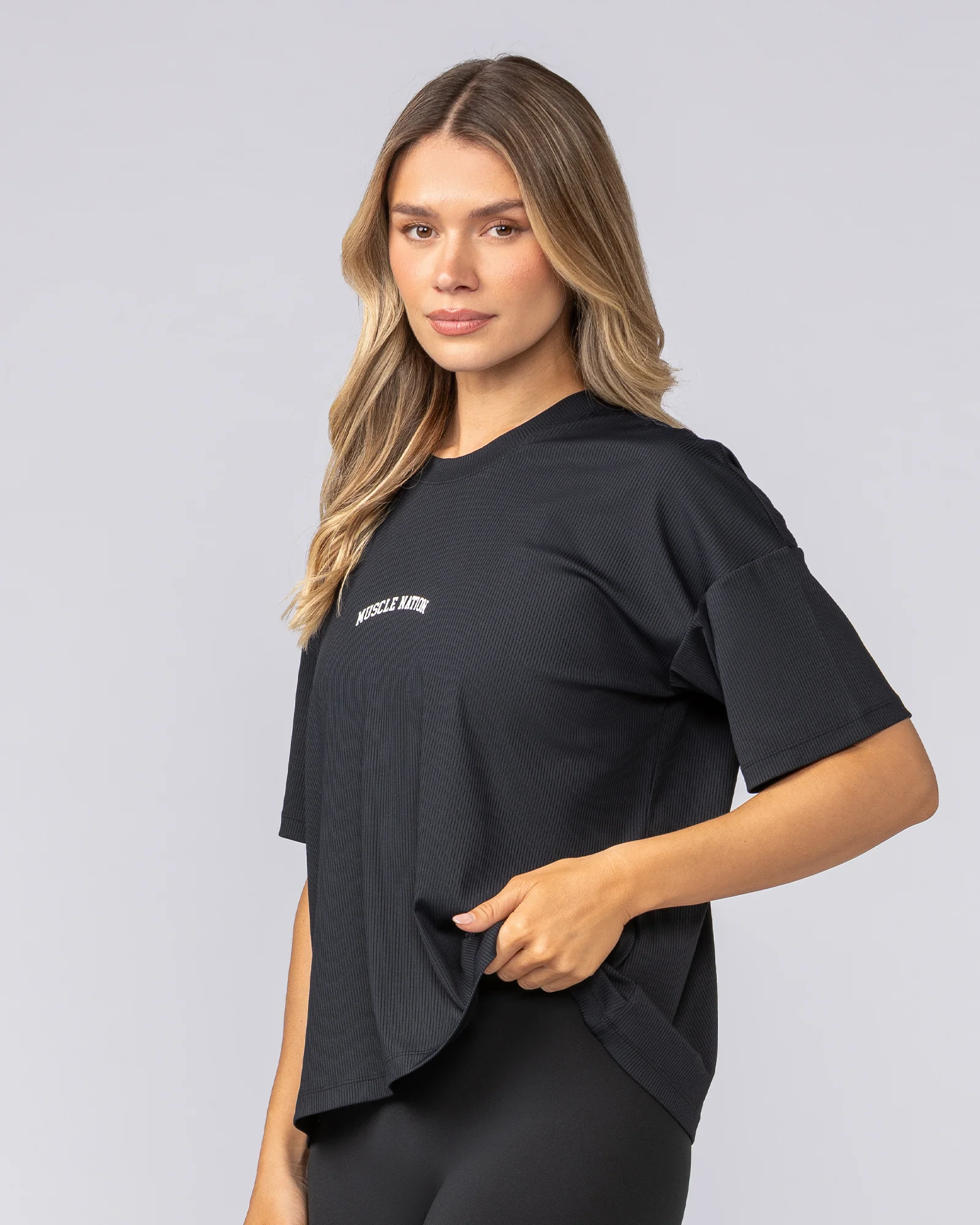 Rib Boxy Training Tee - Black - Image 2