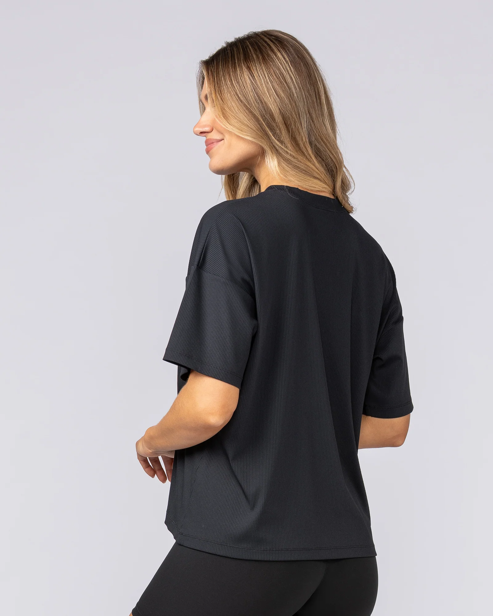 Rib Boxy Training Tee - Black - Image 3