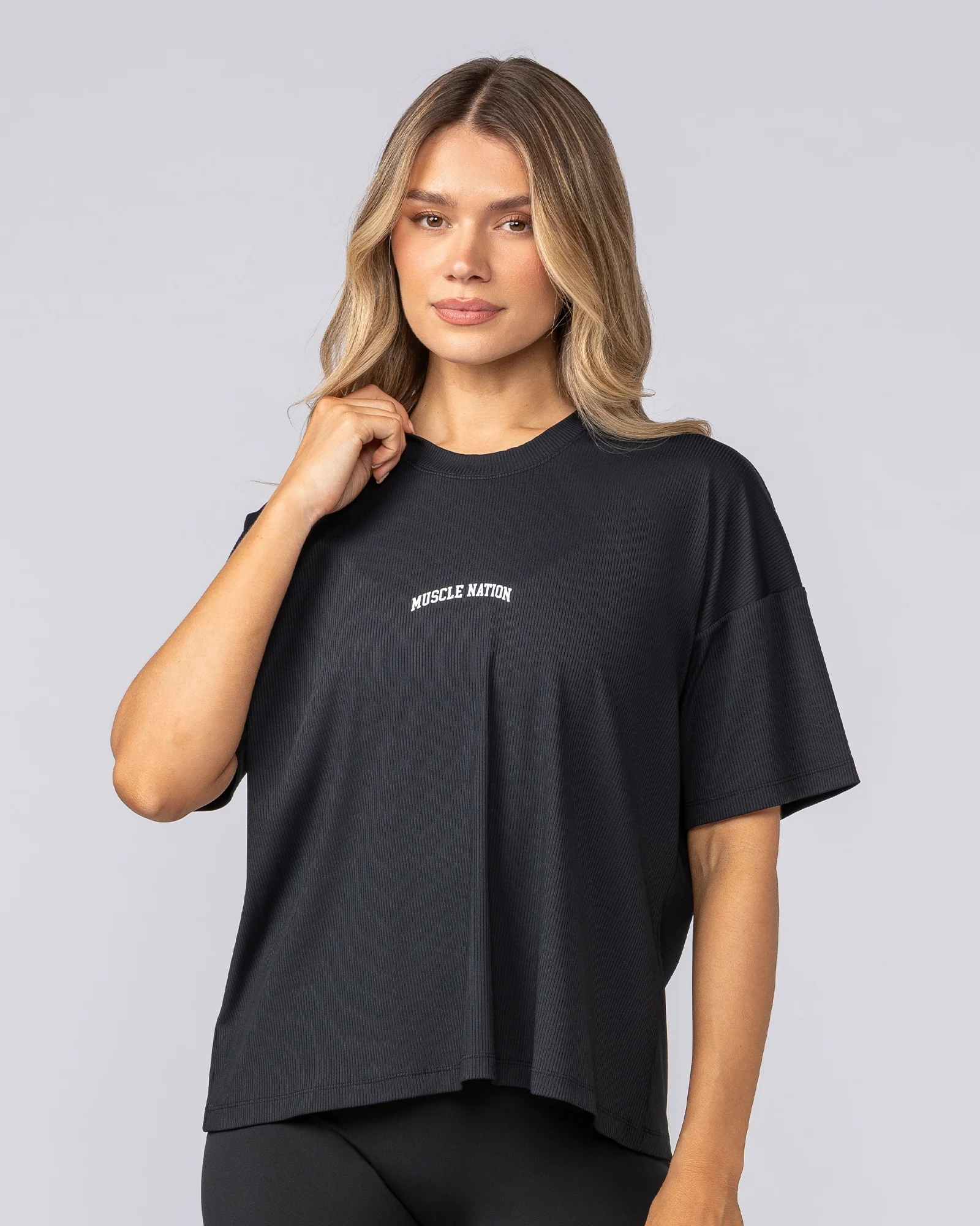 Rib Boxy Training Tee - Black - Image 5
