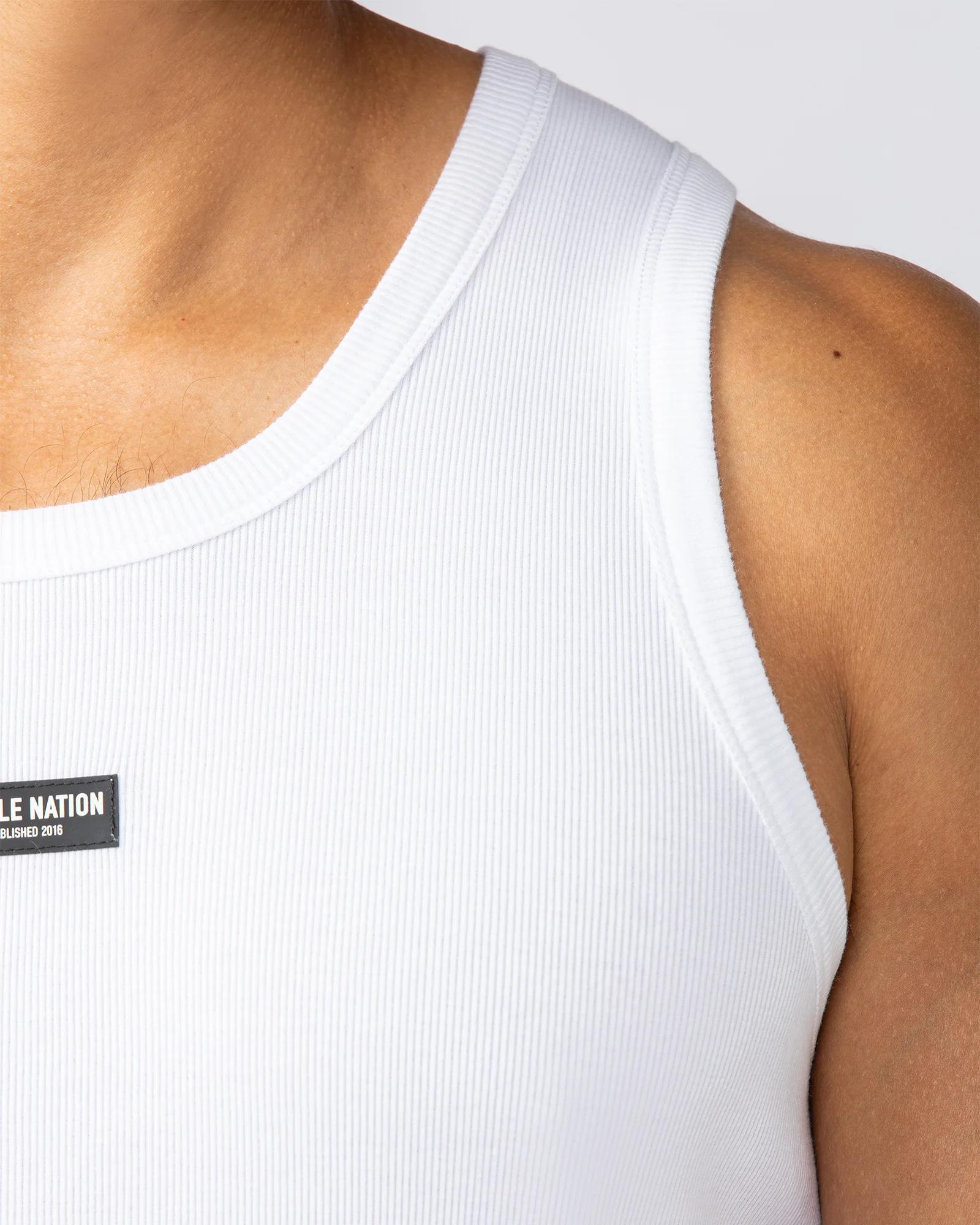 Rib Fitted Training Tank - White - Image 2
