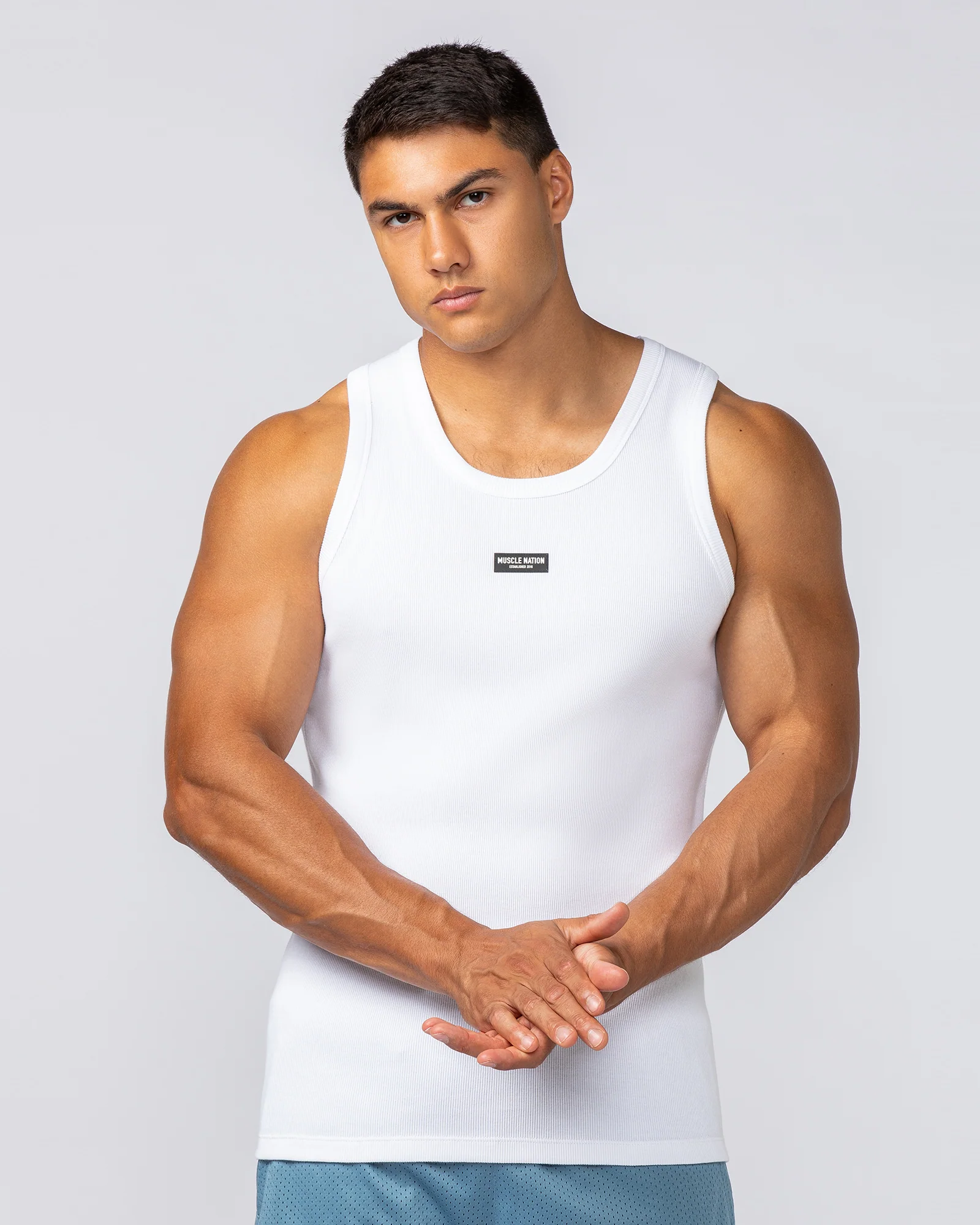 Rib Fitted Training Tank - White - Image 3
