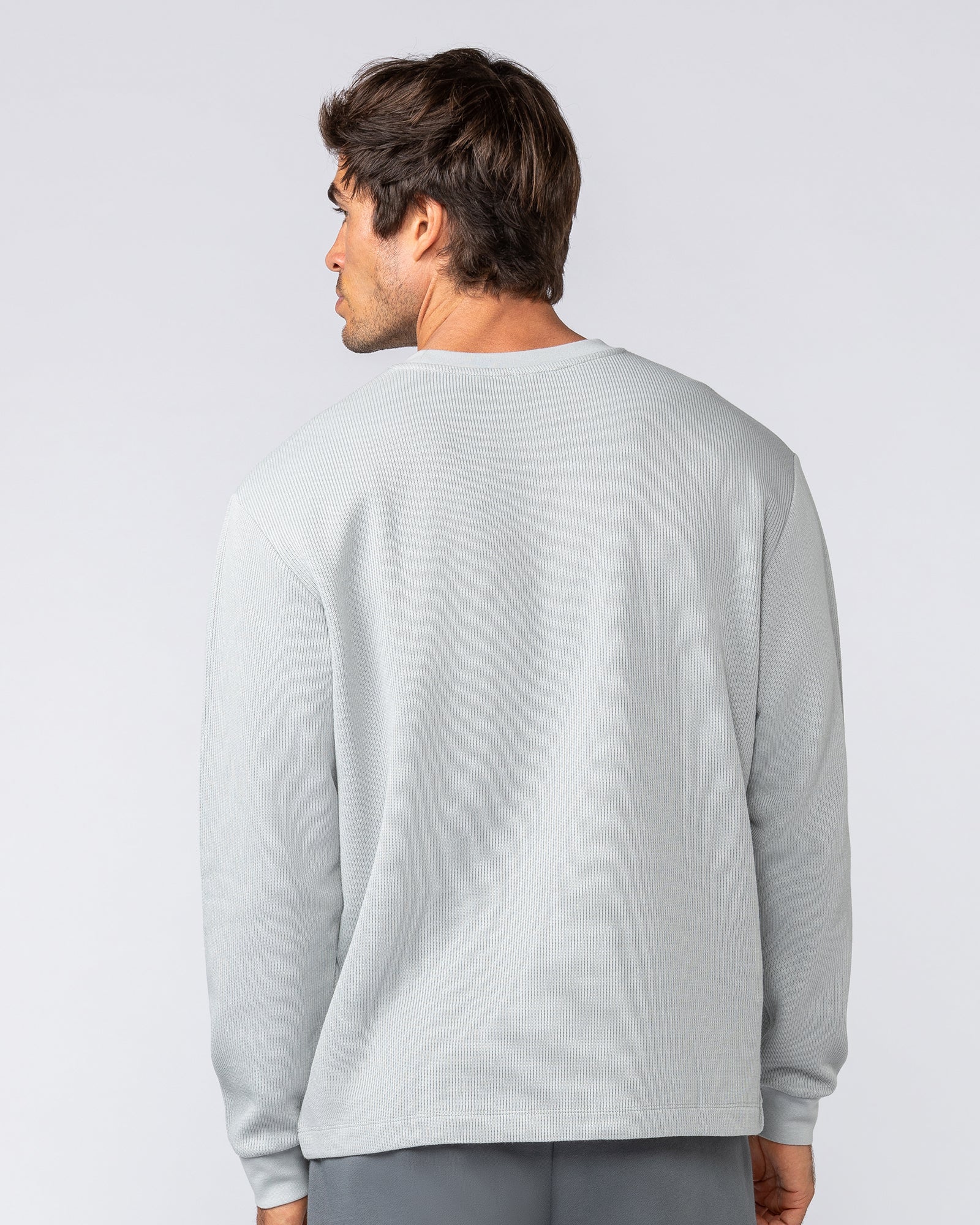 Rib Long Sleeve Tee - Light Grey - Image 5