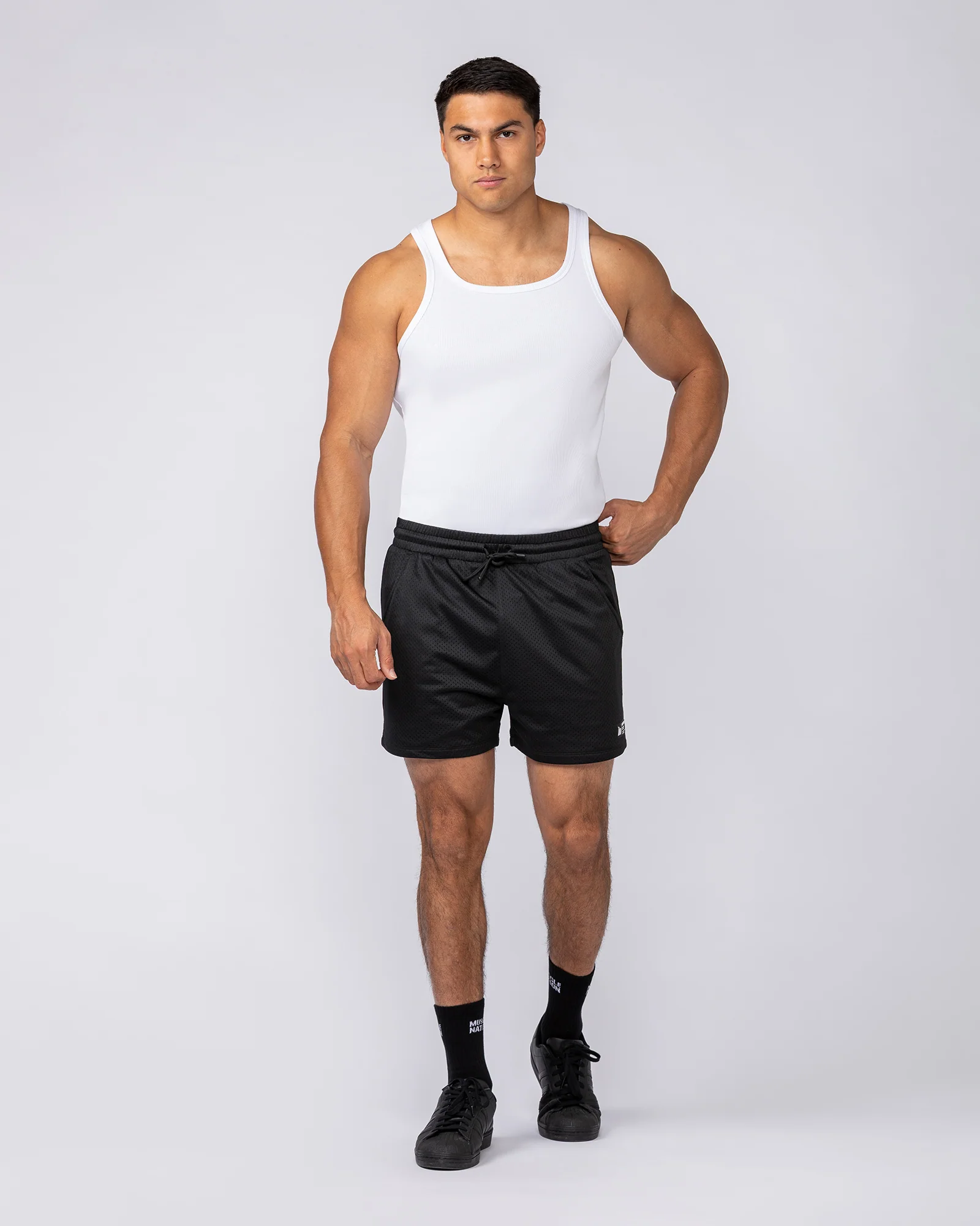 Ribbed Fitted Square Neck Training Tank - White - Image 5