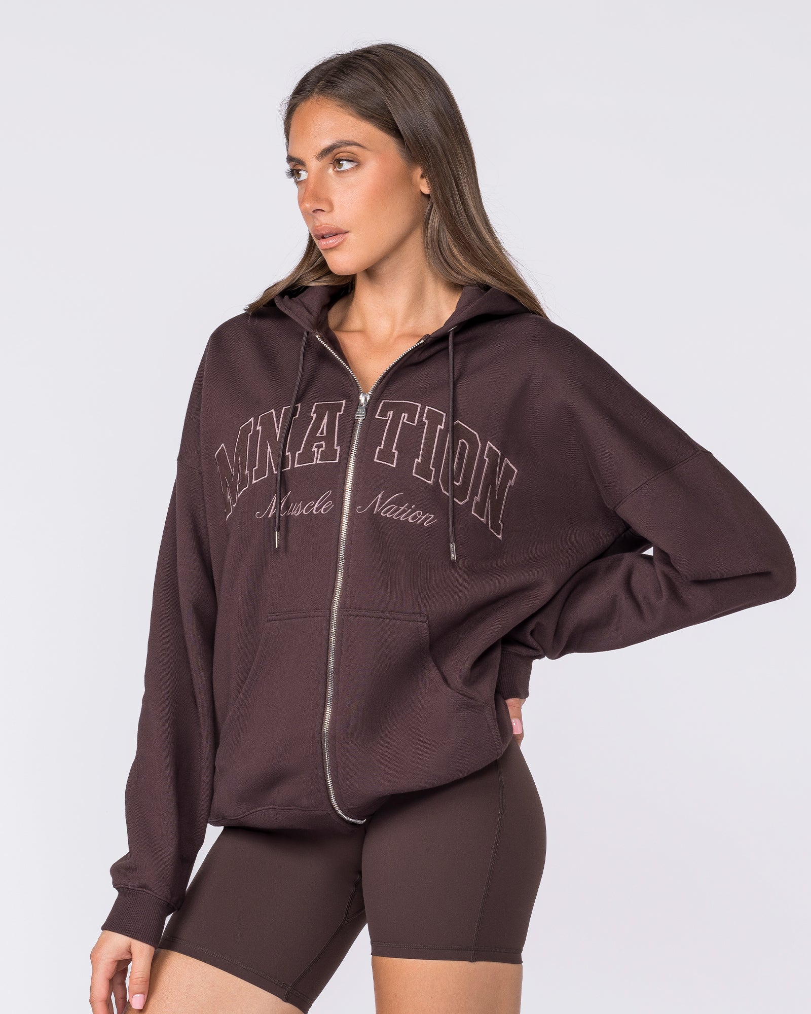 Routine Zip Through Hoodie - Cocoa - Image 4
