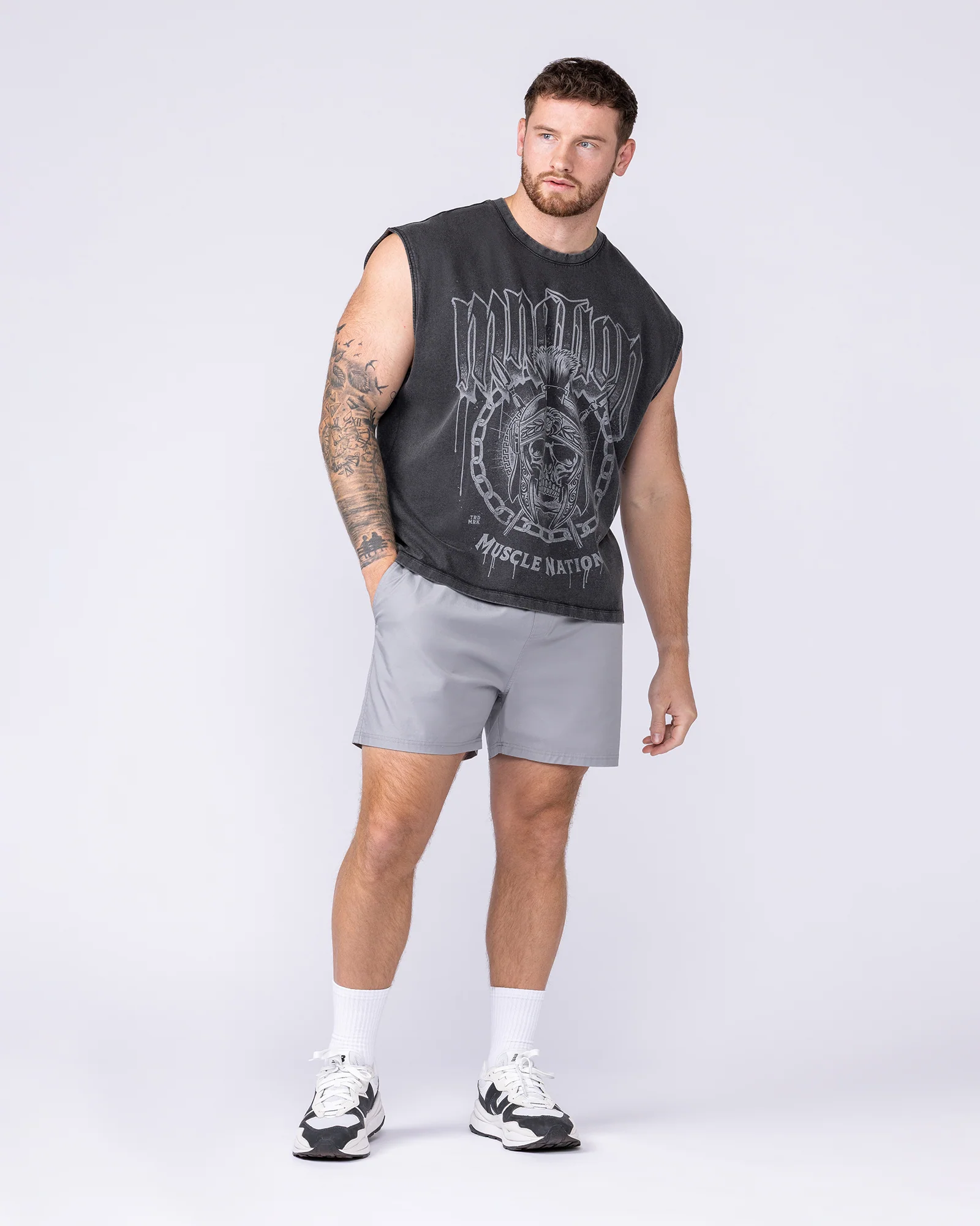 Spartan Vintage Boxy Muscle Tank - Washed Black - Image 6