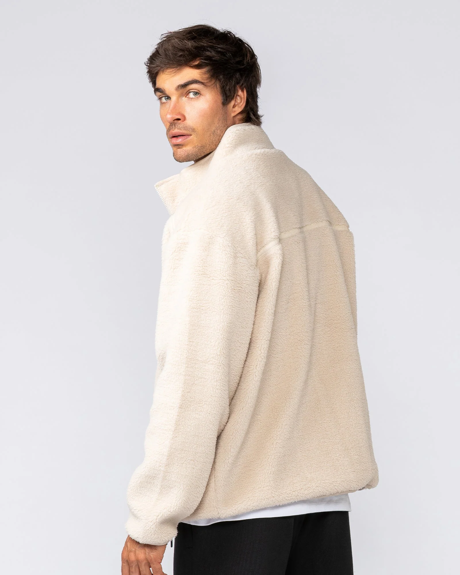 Staple Sherpa Zip Through Jacket - Cream - Image 5