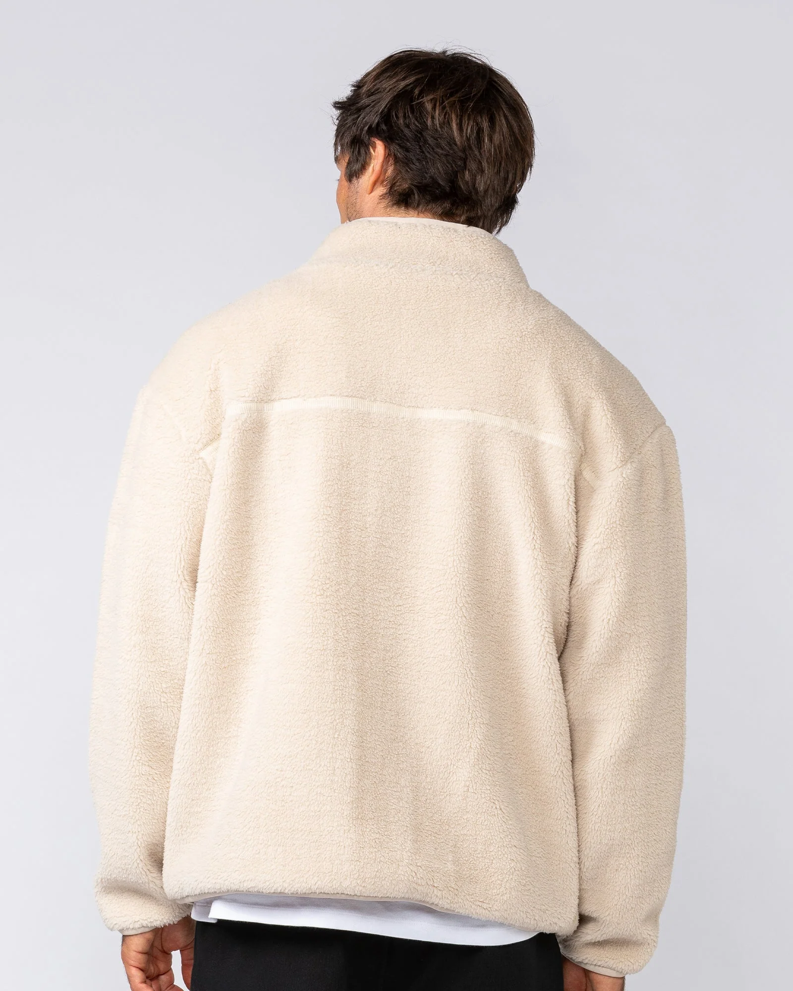 Staple Sherpa Zip Through Jacket - Cream - Image 7