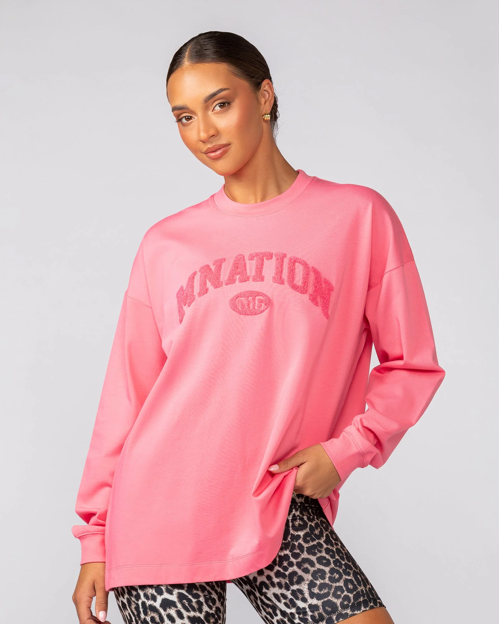 Stats Oversized Long Sleeve Tee - Calypso - Image 3
