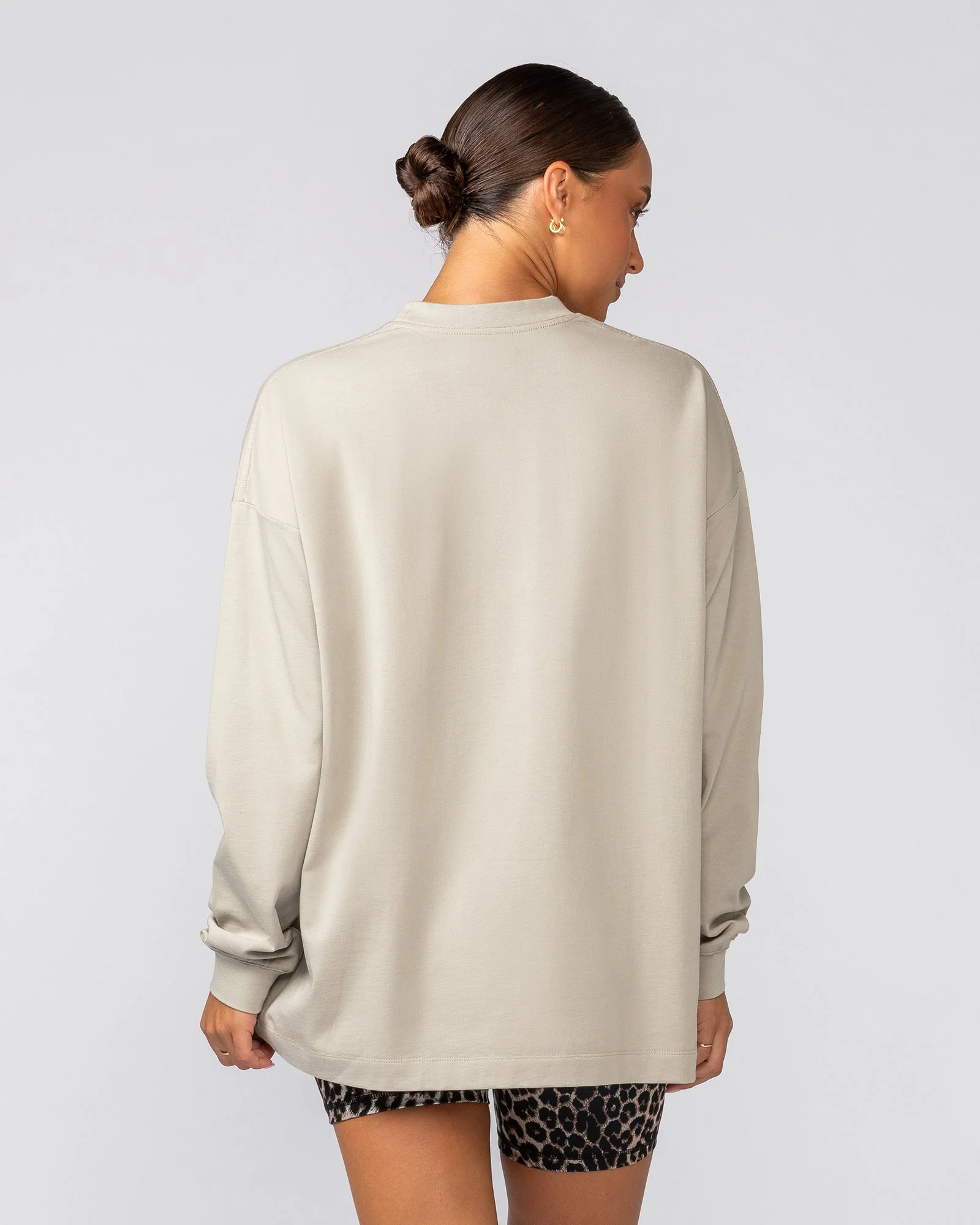 Stats Oversized Long Sleeve Tee - Stone - Image 5